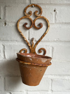 Rustic French Iron Plant Holder with Antique Resin Pot 1