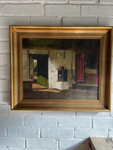 Still Life with an Open Door: Oil on Canvas with Gilt Frame