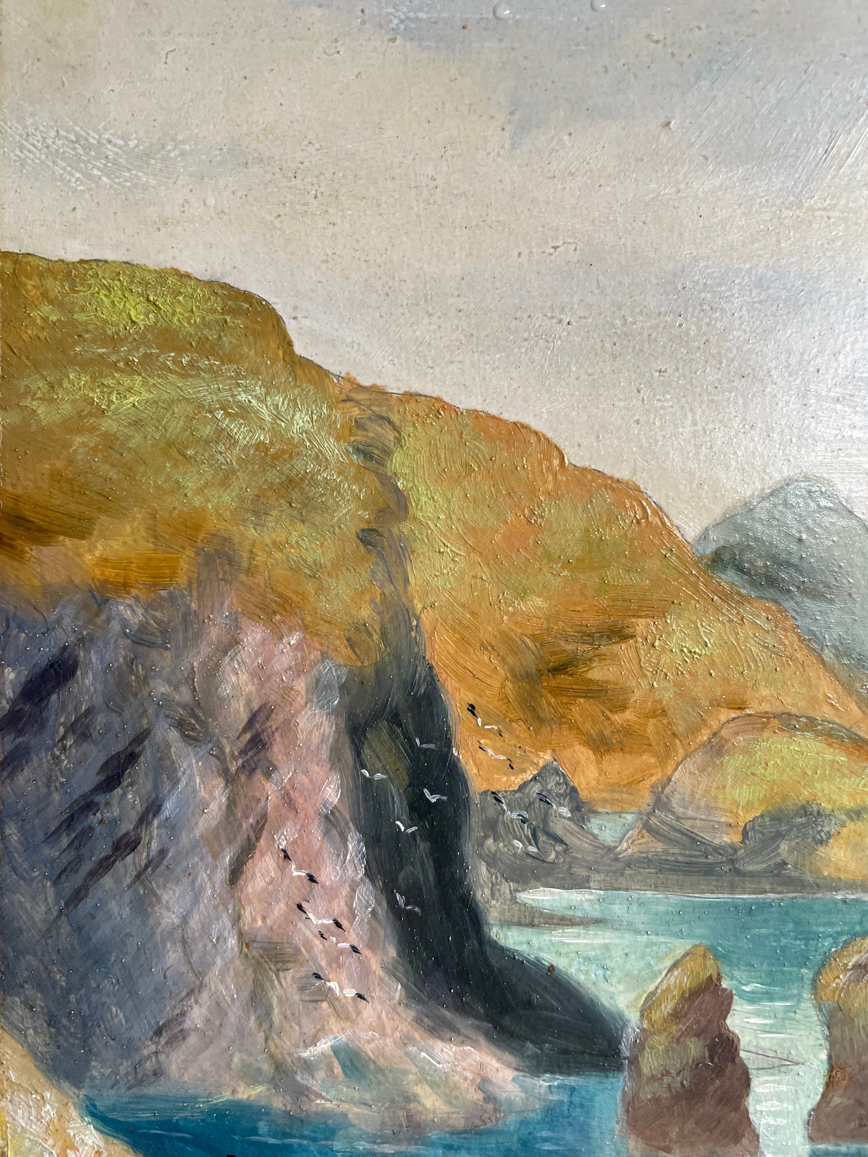 Small Vintage Seascape: Oil on Board