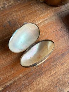 Victorian Mother of Pearl Trinket Box & Basket (Mermaids Purse)