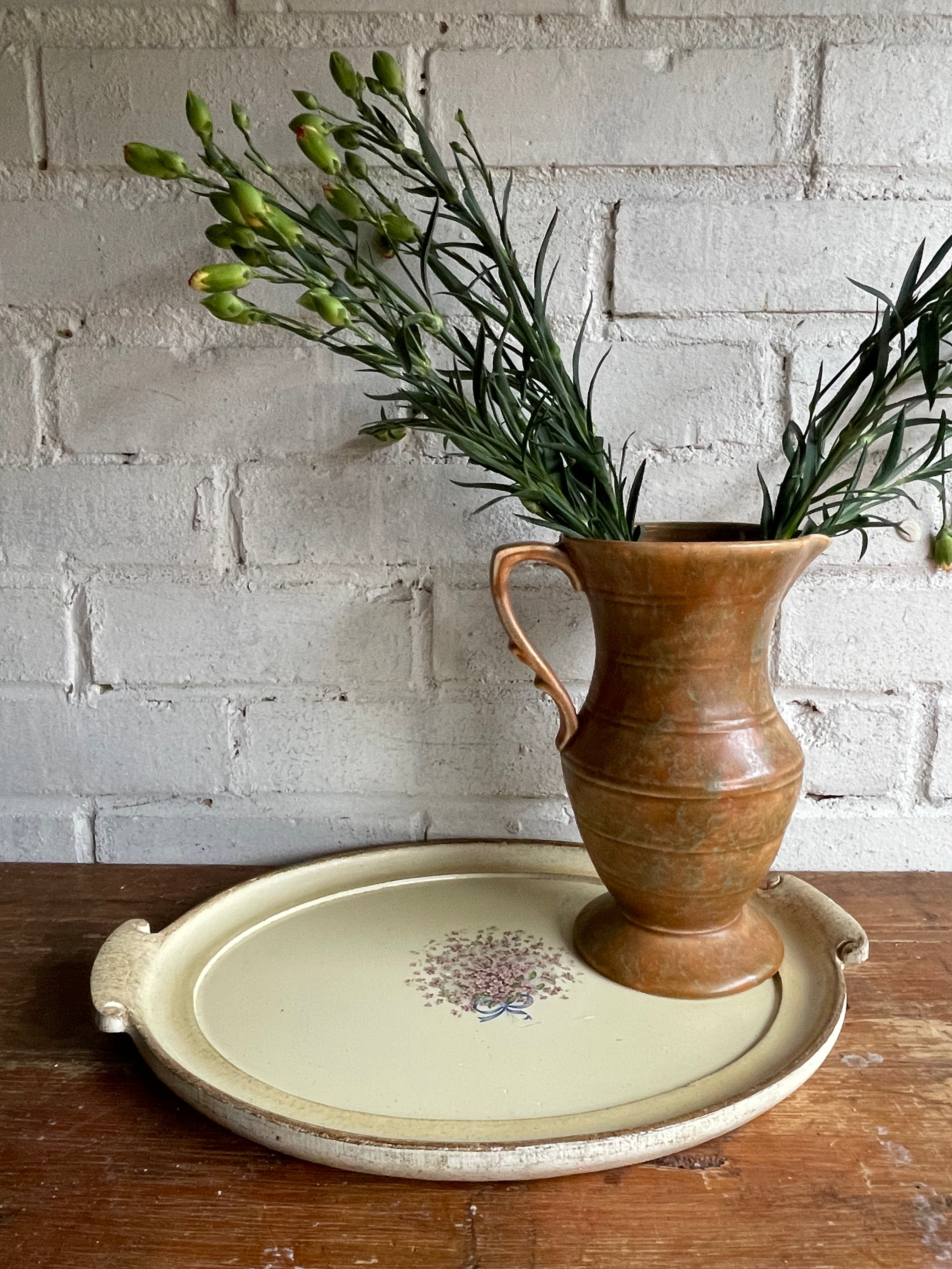 Hand-Painted Floral Wooden Tray