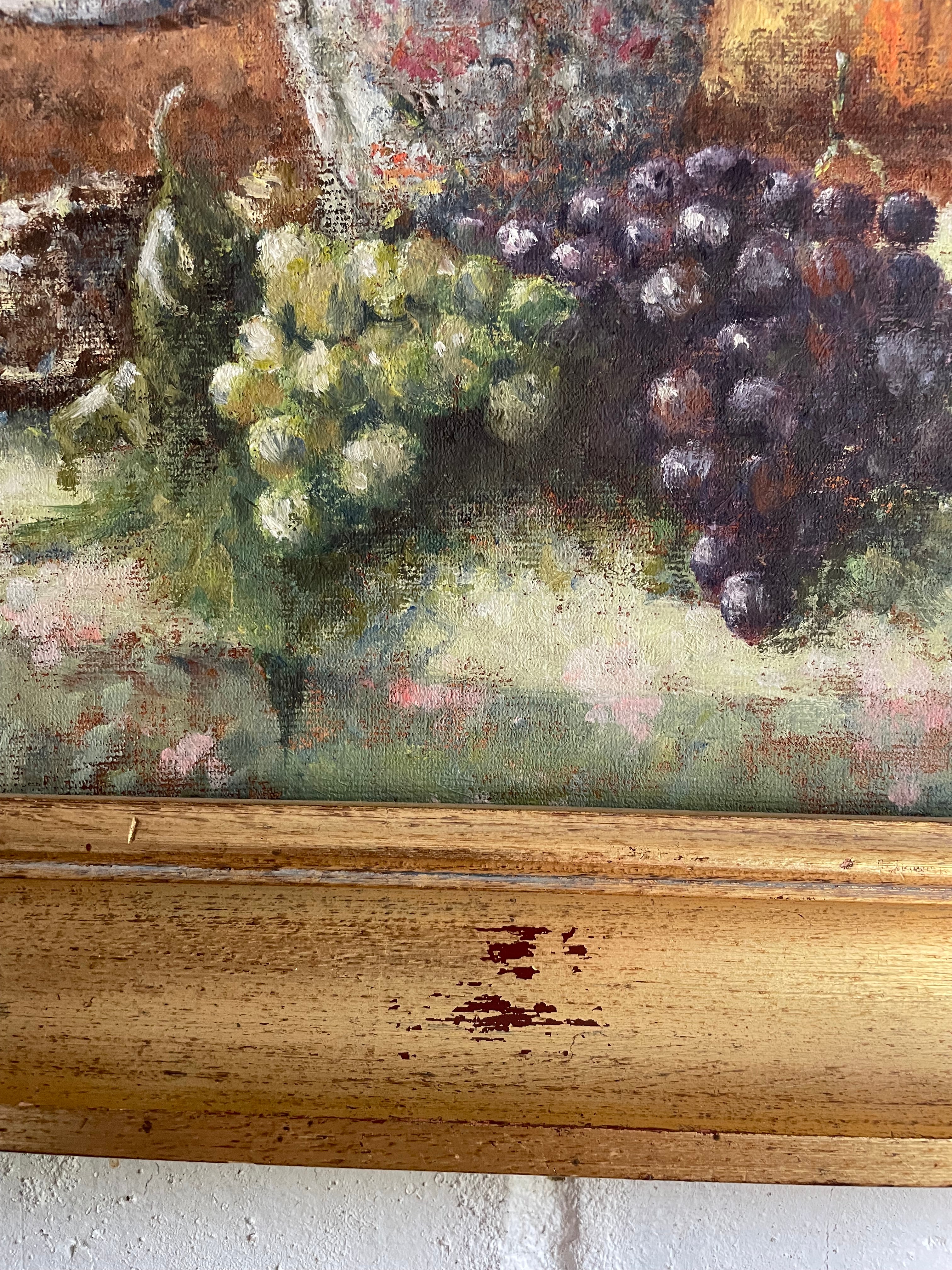Fruit Still Life:  Framed Vintage Oil on Board