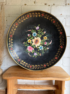 Large Early 1900s Handpainted Toleware Bowl