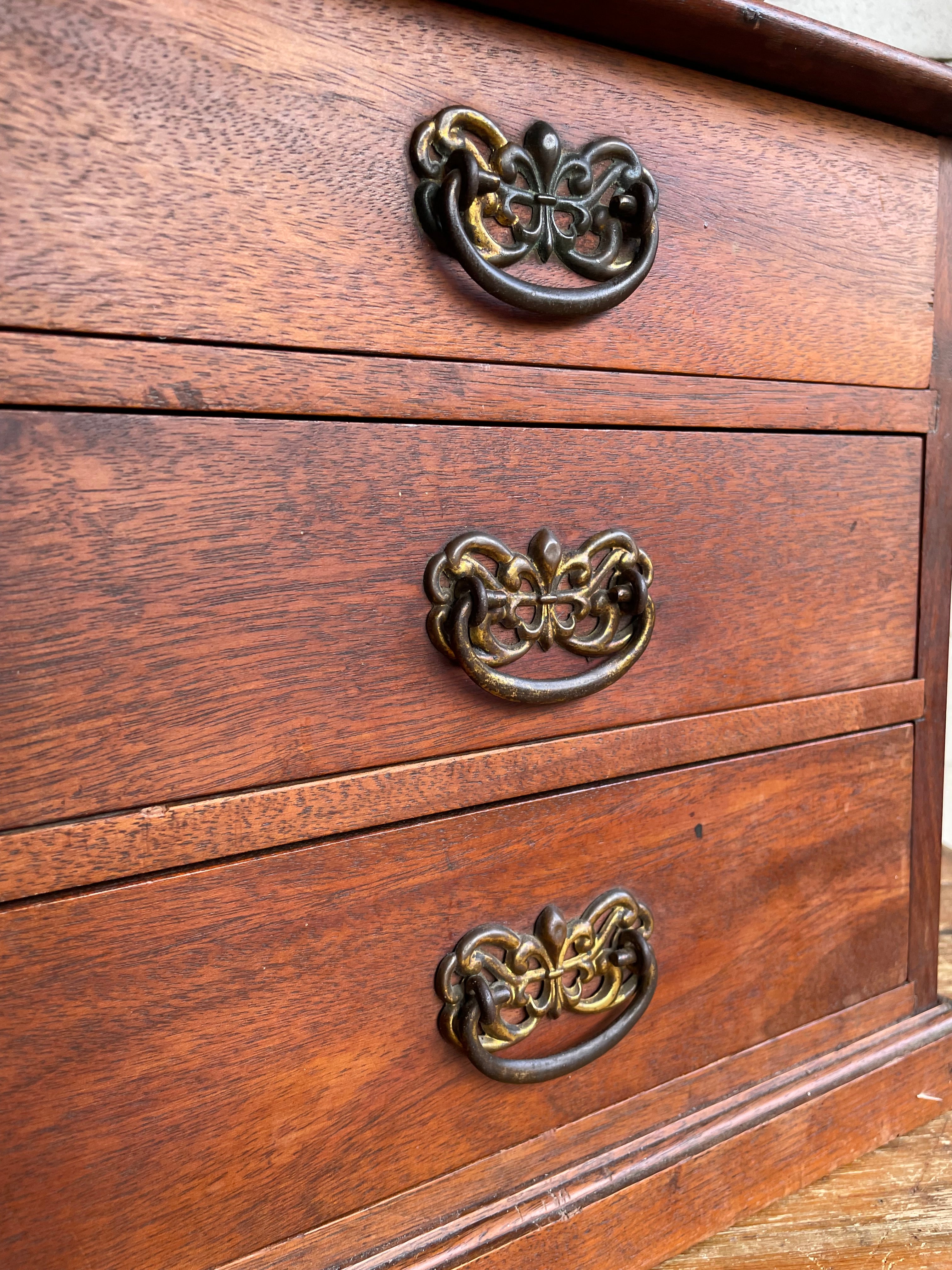 UK only delivery. 1930s American Tabletop Drawers with Brass Handles. Were £100 now £65 at checkout