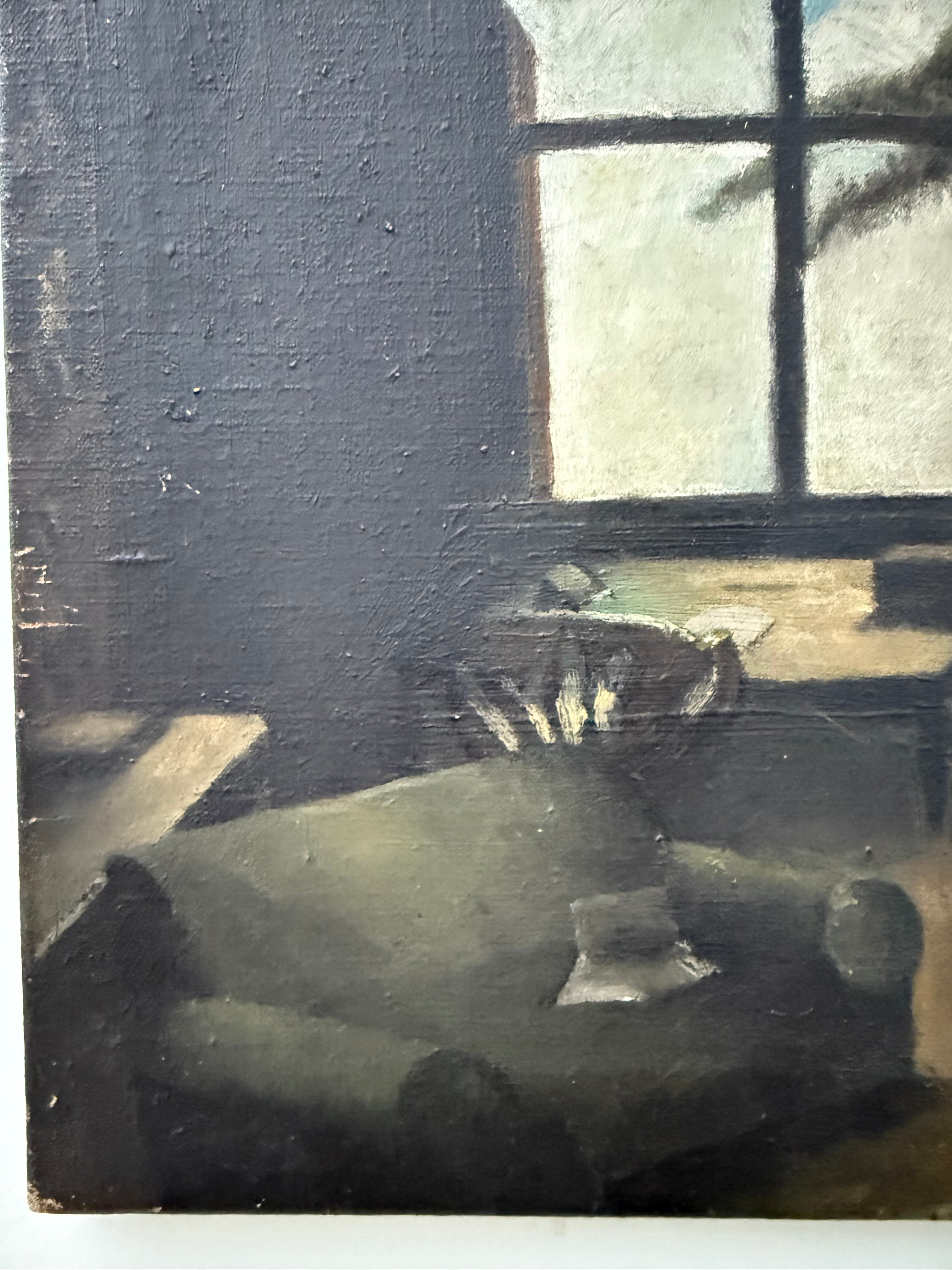 Circa 1930s: A Glimpse Outside. Oil on Canvas