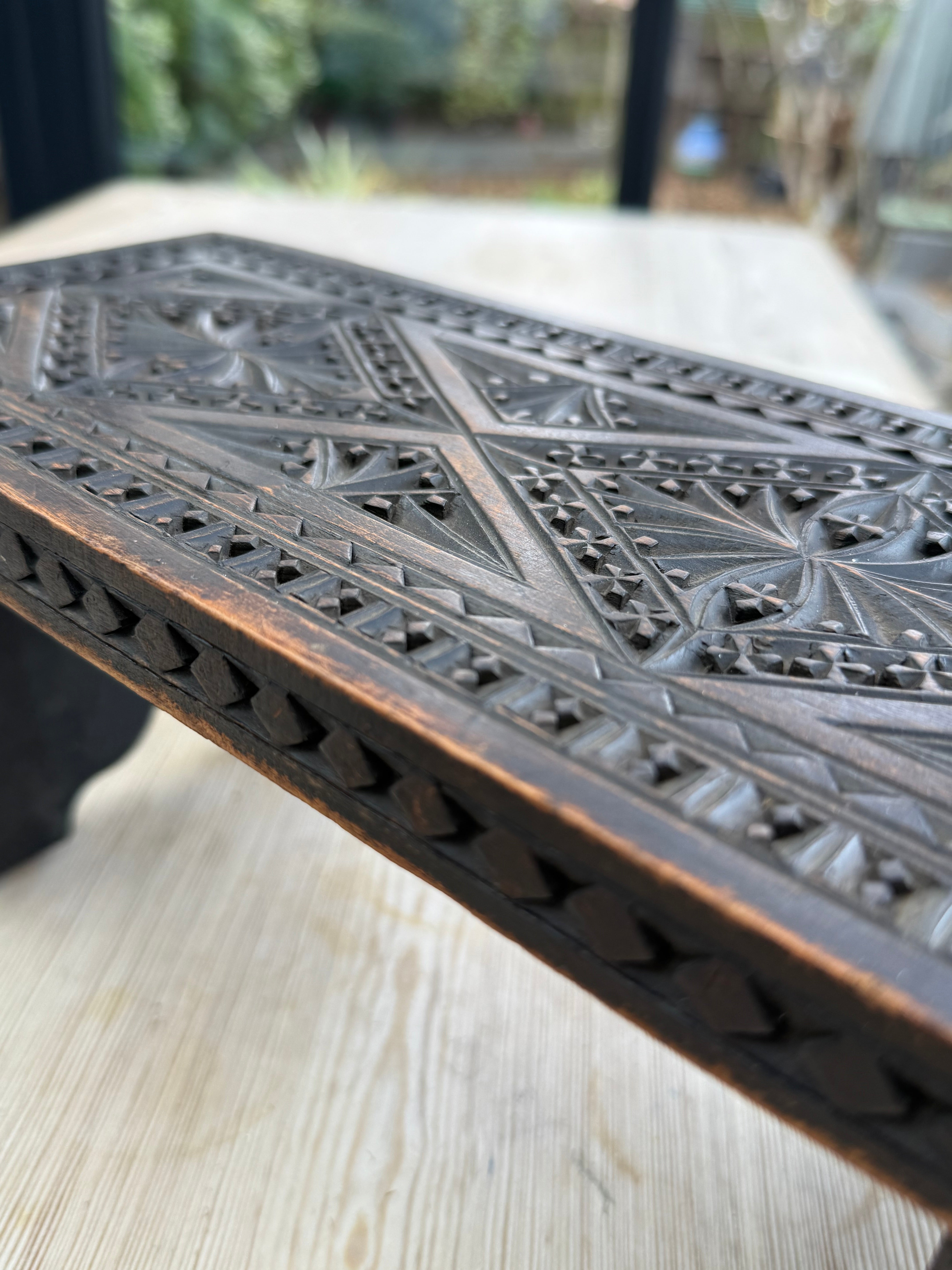 19th Century Hand-Carved Low Stool/Display Stand