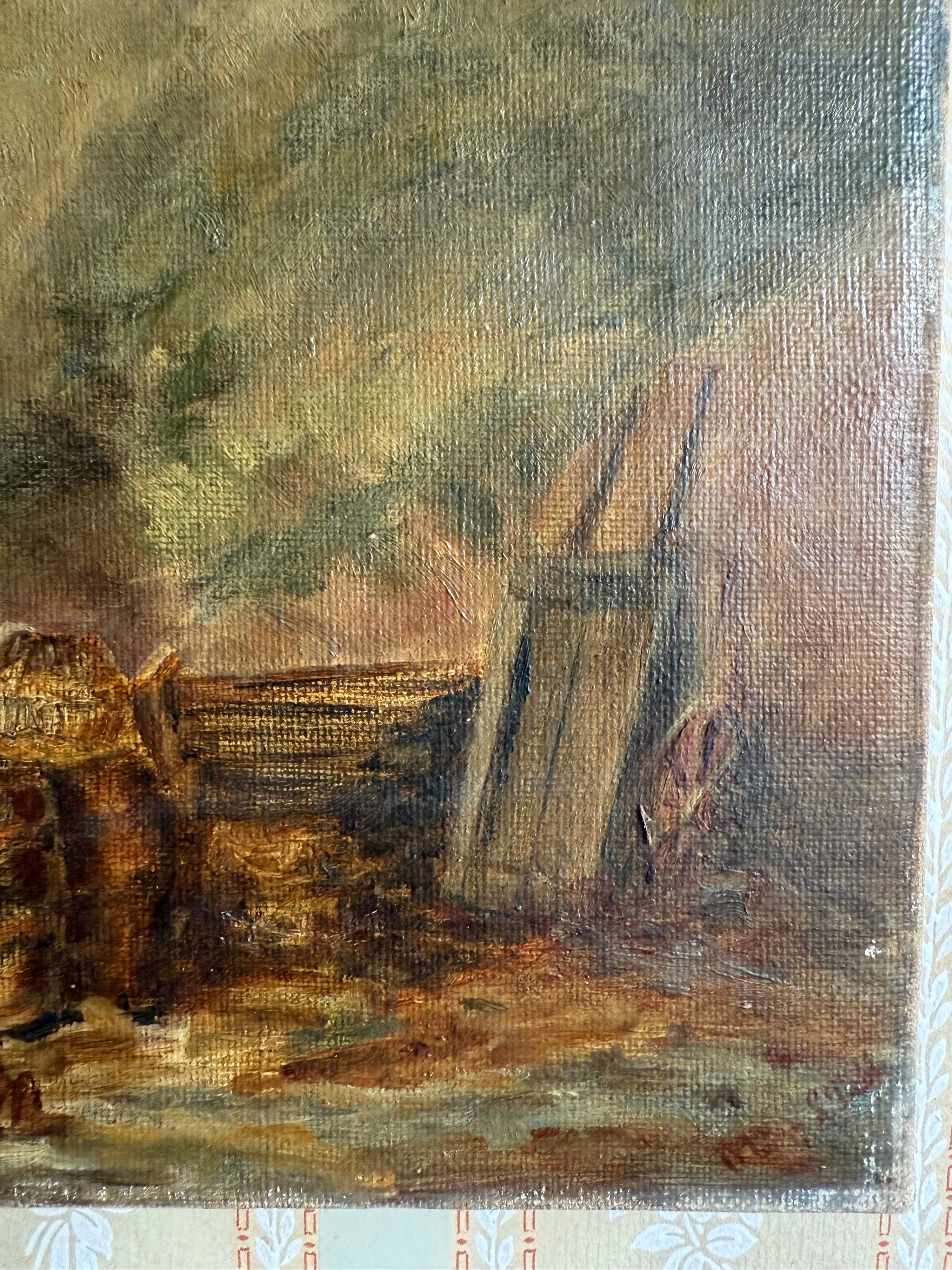 Seascape in Ochre: 19th Century Oil on Canvas