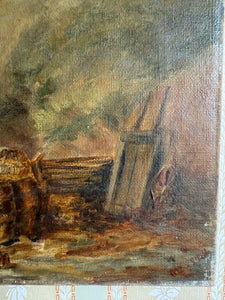 Seascape in Ochre: 19th Century Oil on Canvas