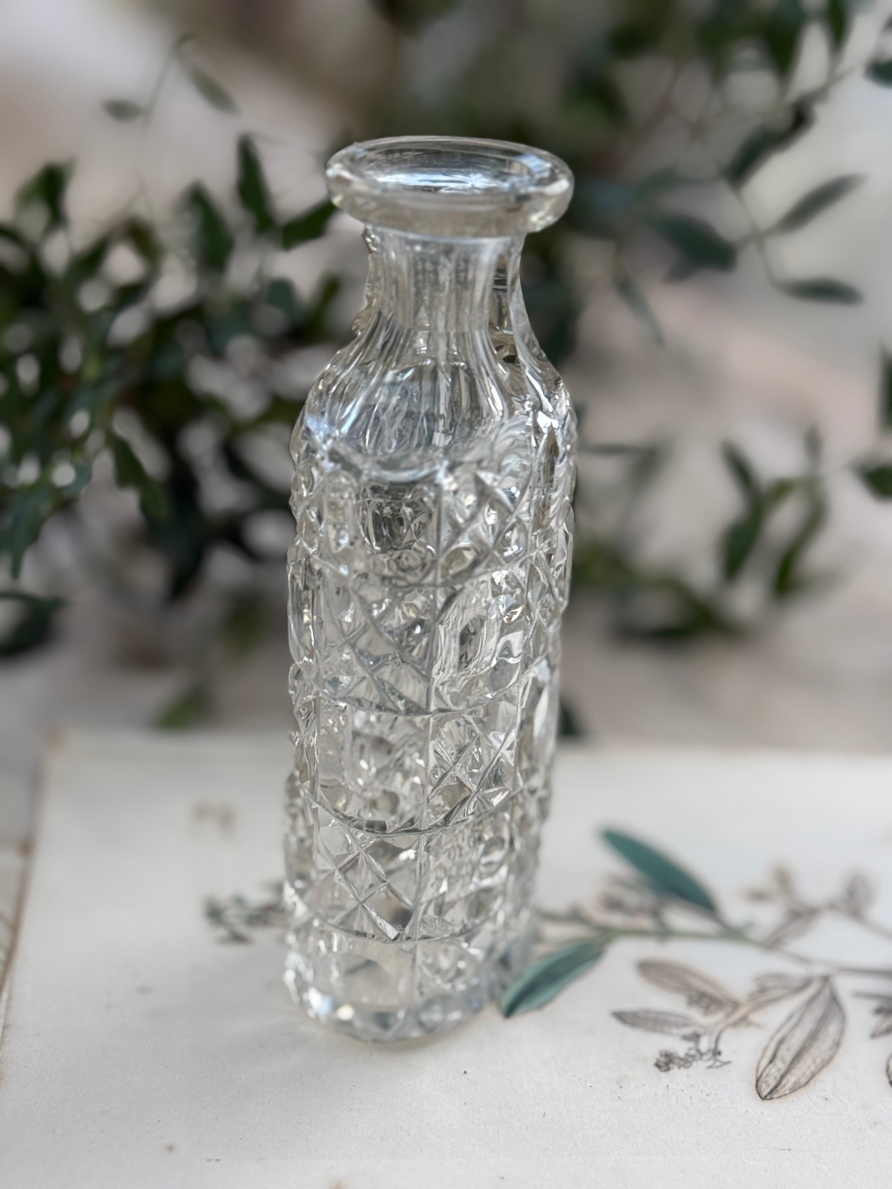 Circa 1870s: Small Victorian Cut-Glass Perfume Bottle