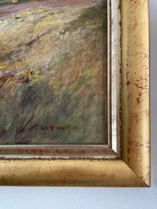 Pink Landscape: Large Early 20th Century Oil on Canvas
