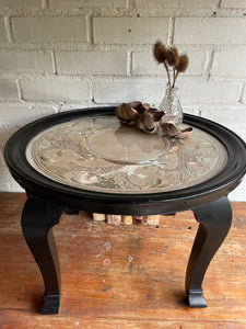 Small Victorian Hand Embroidered Ebonised Side Table