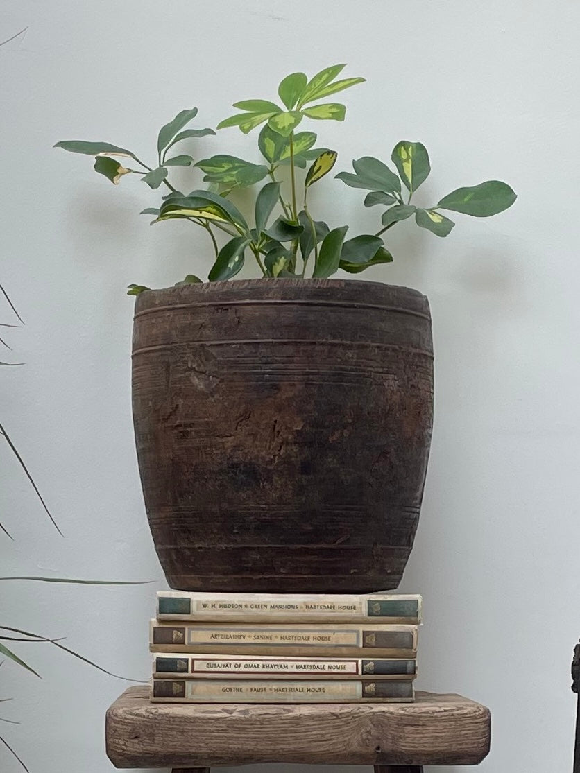 19th Century Hand-Carved Large Grain Pot