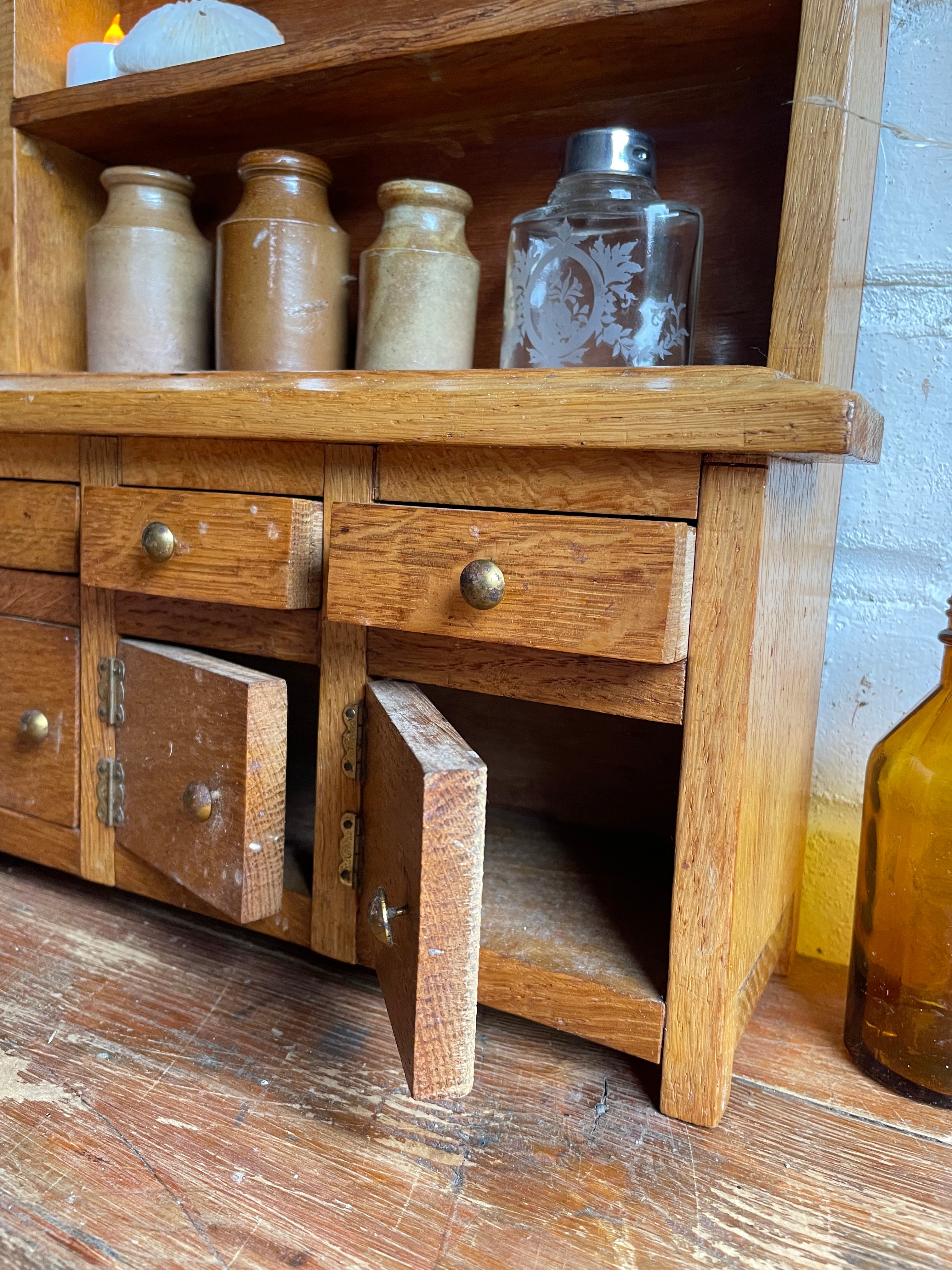 Vintage Miniature Oak Welsh Dresser