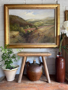 Pink Landscape: Large Early 20th Century Oil on Canvas