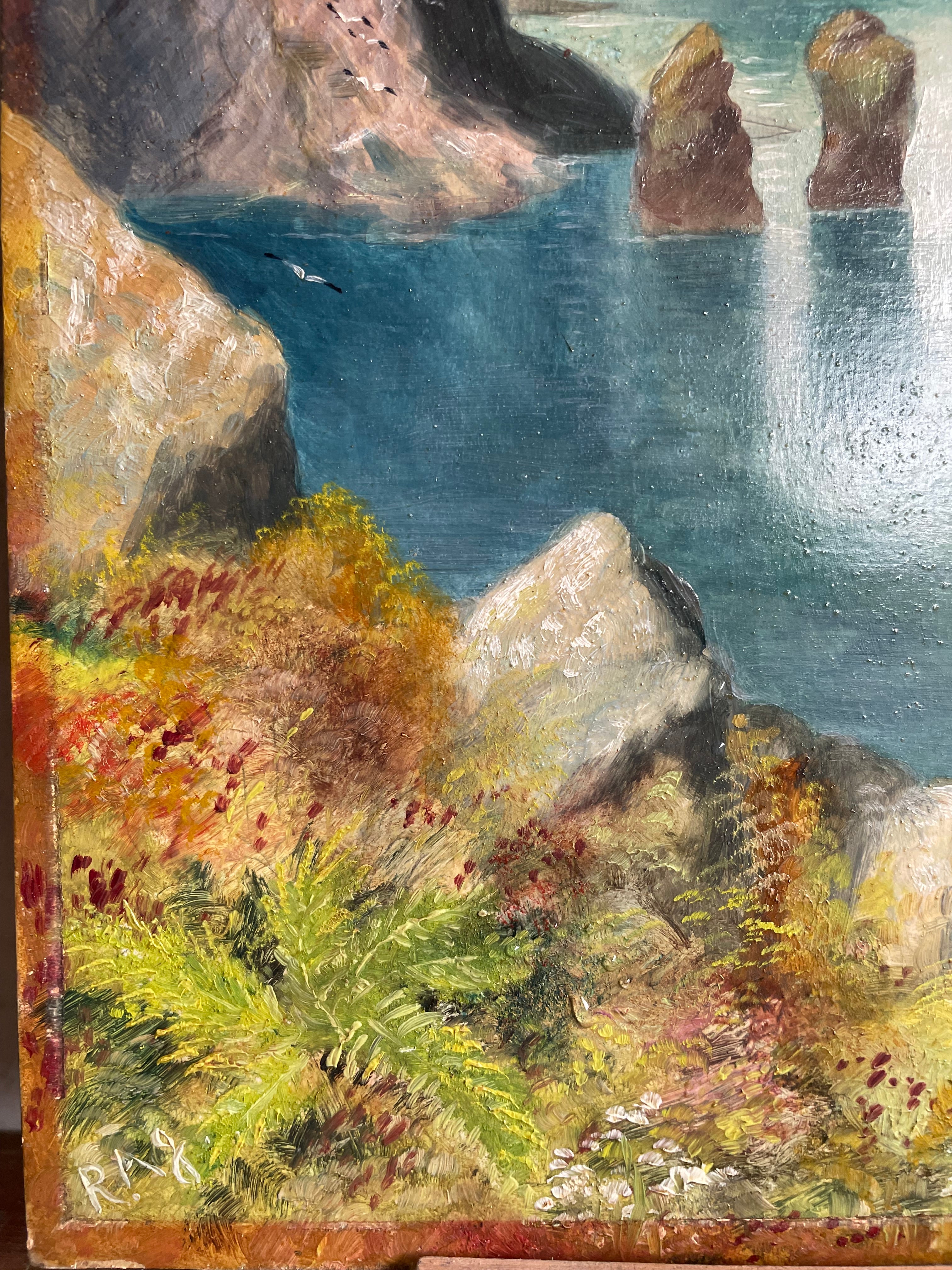 Small Vintage Seascape: Oil on Board