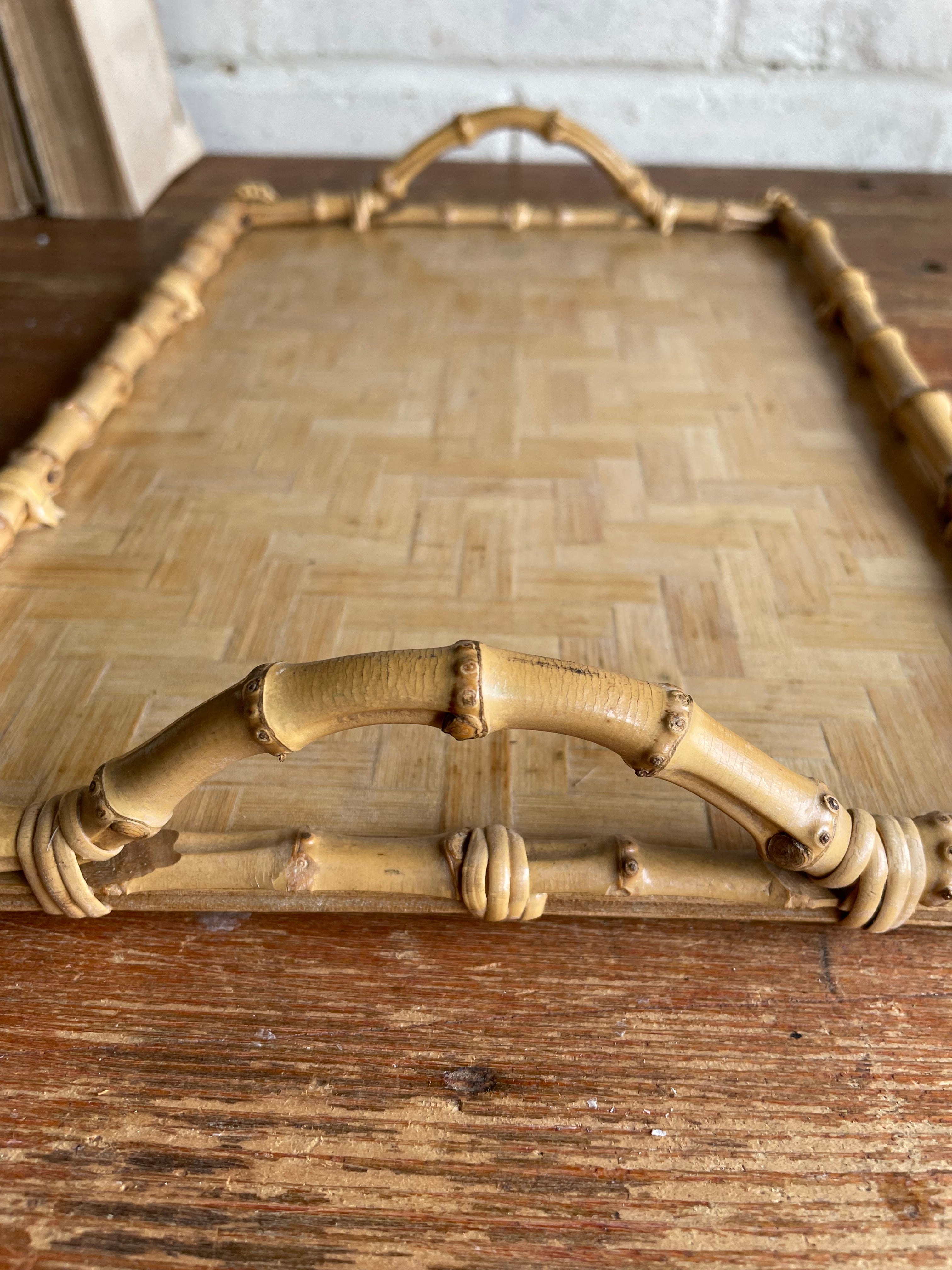 French Bamboo Marquetry Tray