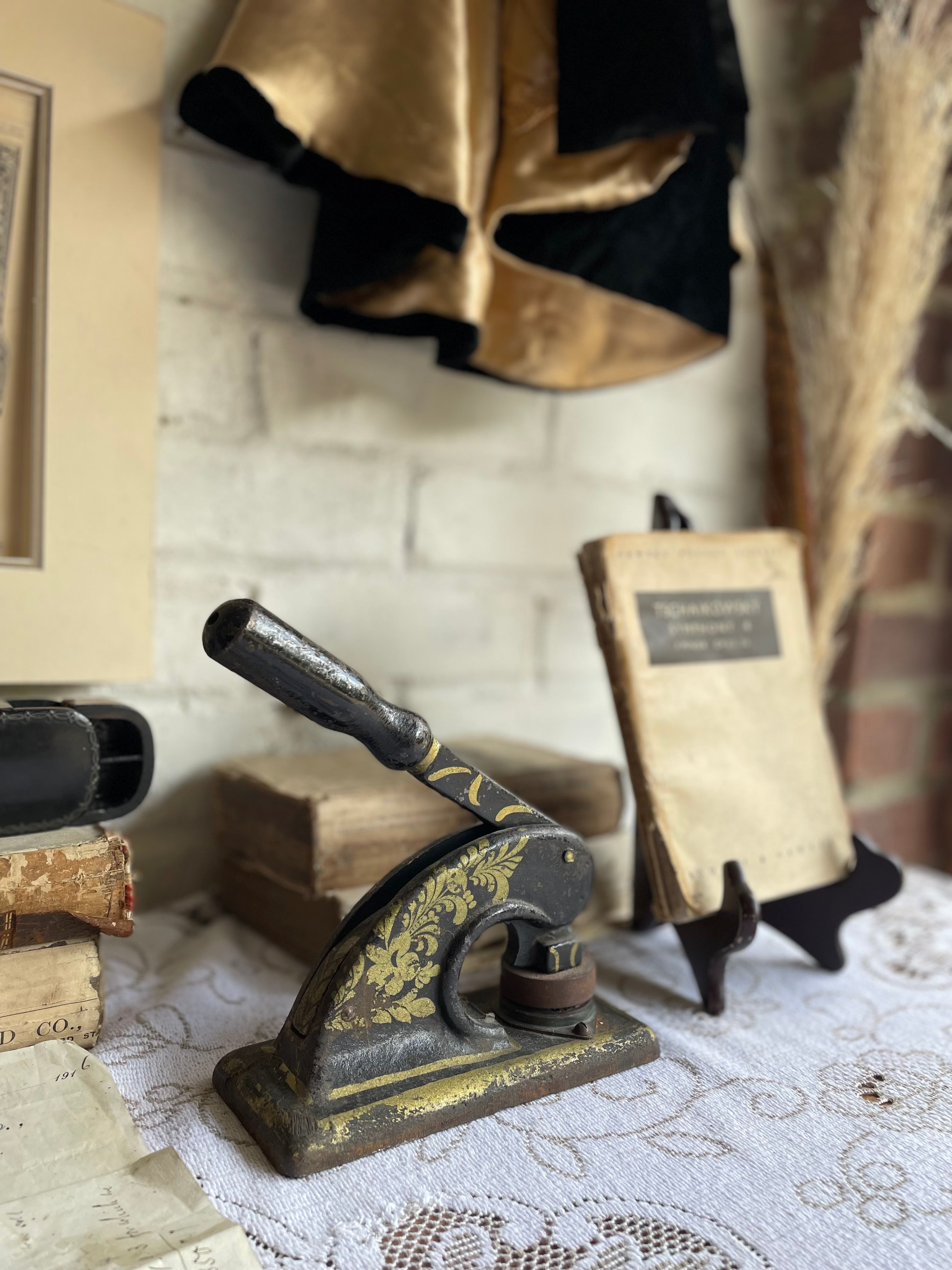Large Antique Cast Iron Embossing Stamp