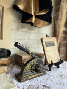 Large Antique Cast Iron Embossing Stamp