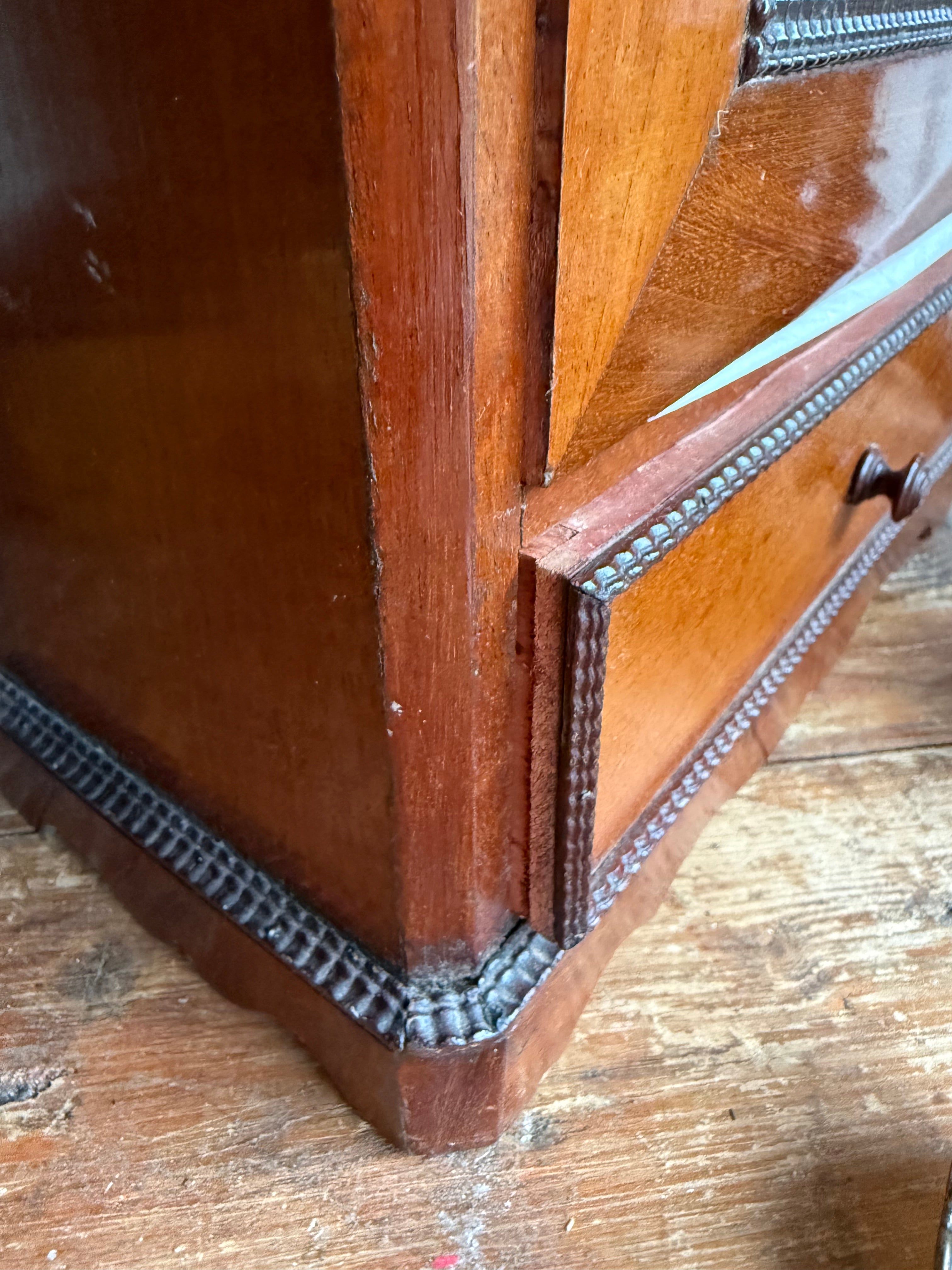 Early 20th Century French Mirrored Tabletop Cabinet with Drawer