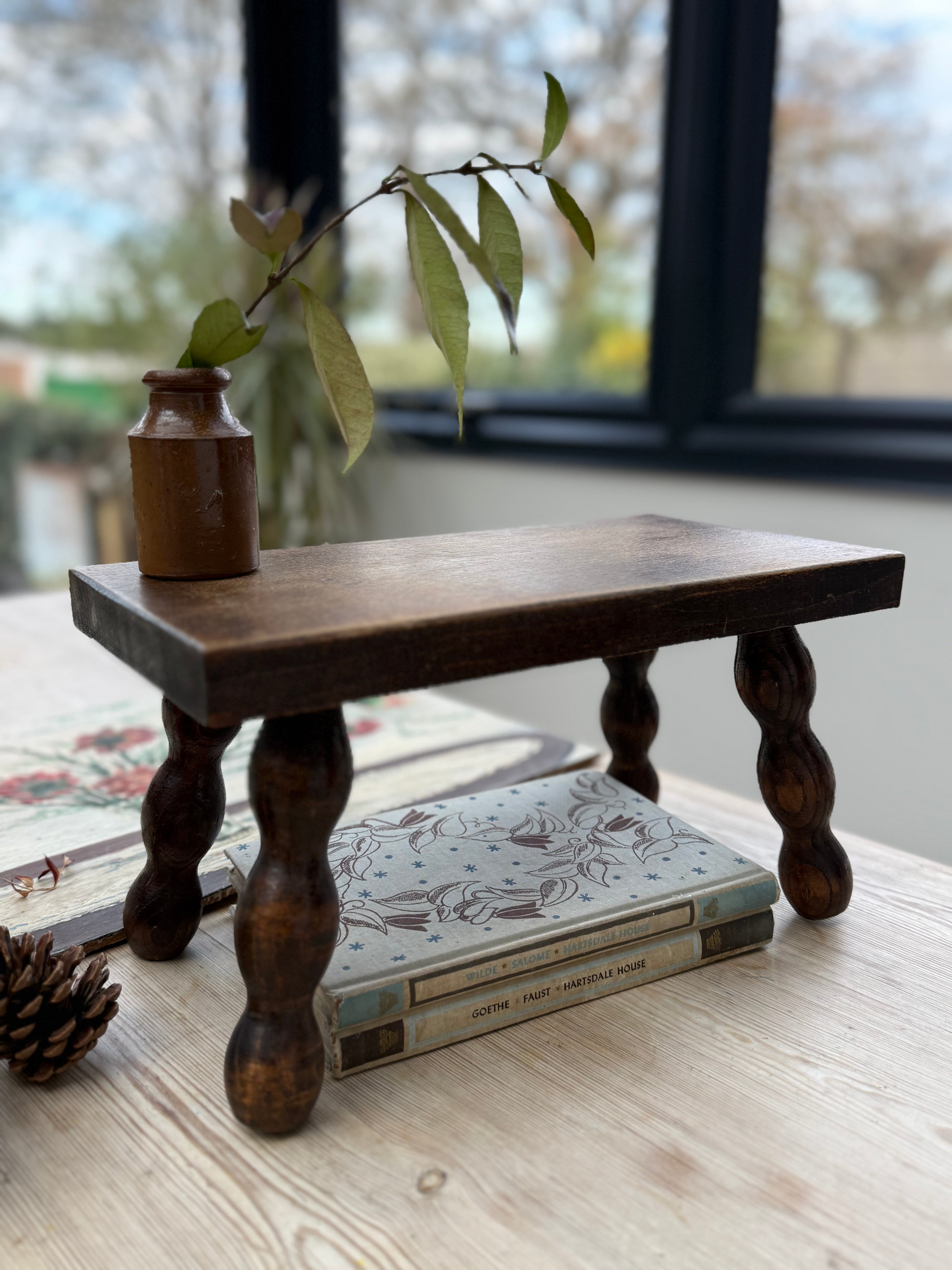 Antique French Oak Low Bobbin Stool
