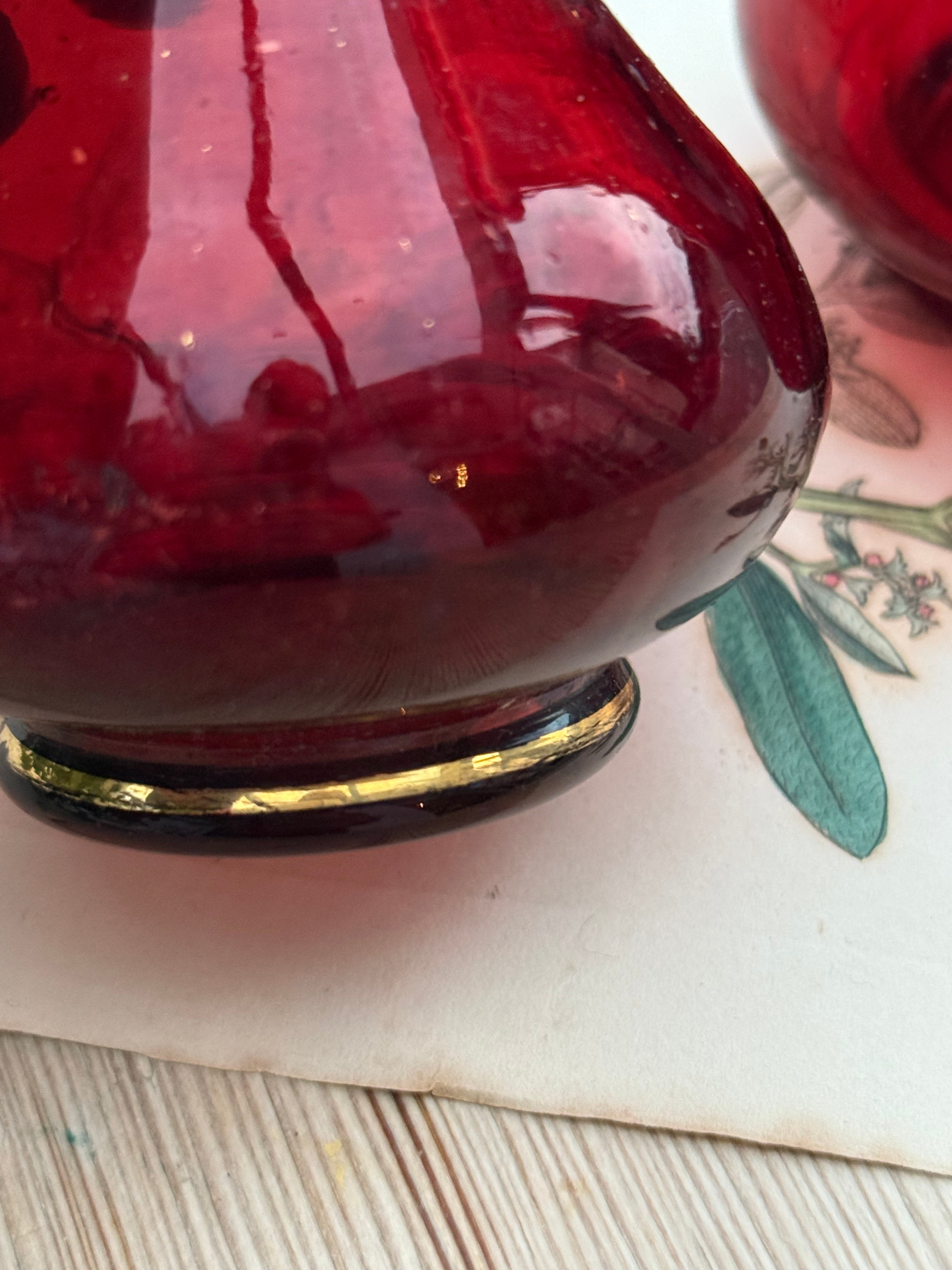 Circa 1880: Pair of Ruby Glass Bud Vases