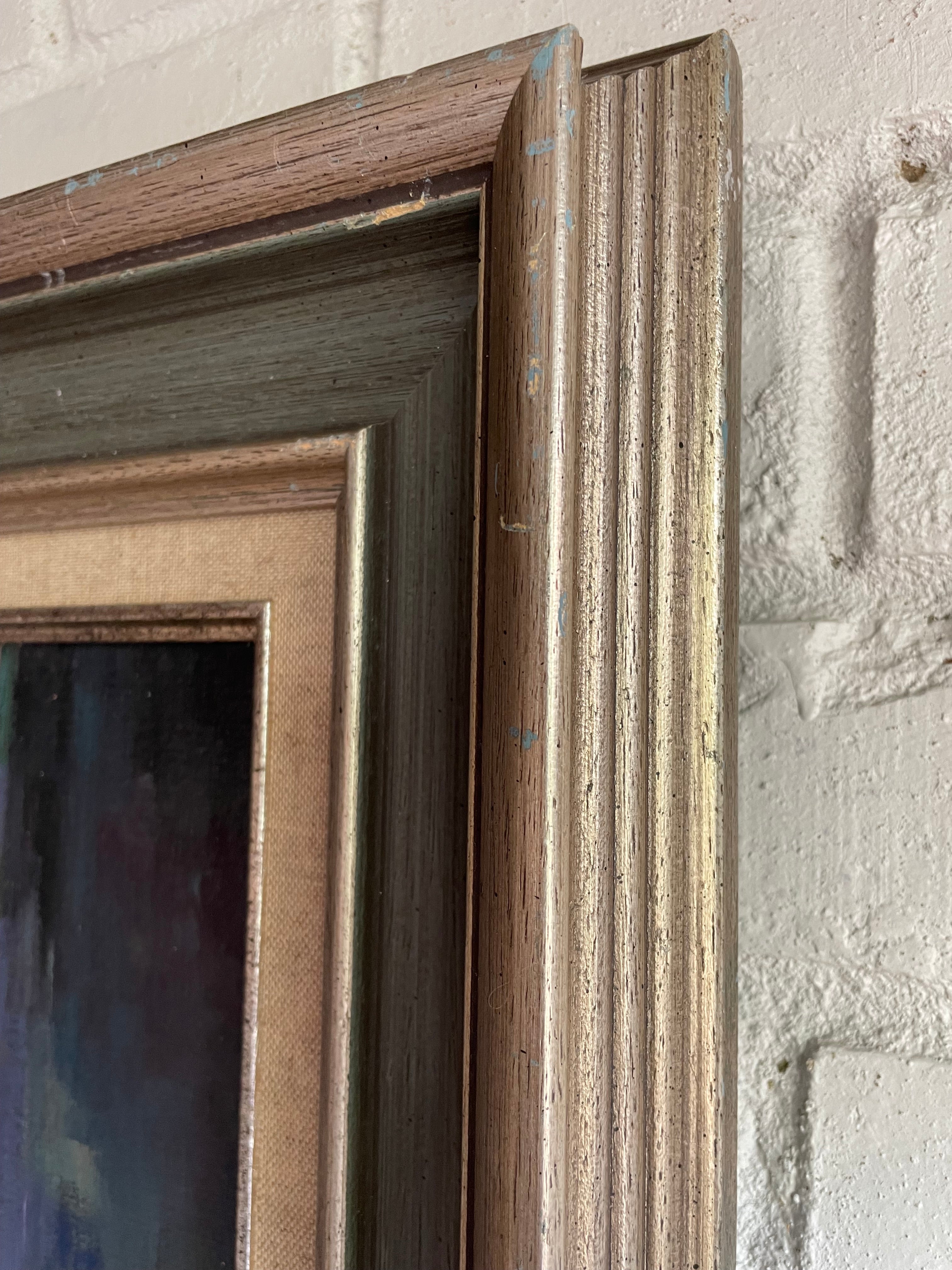 Still Life in Blue: Midcentury Oil on Canvas