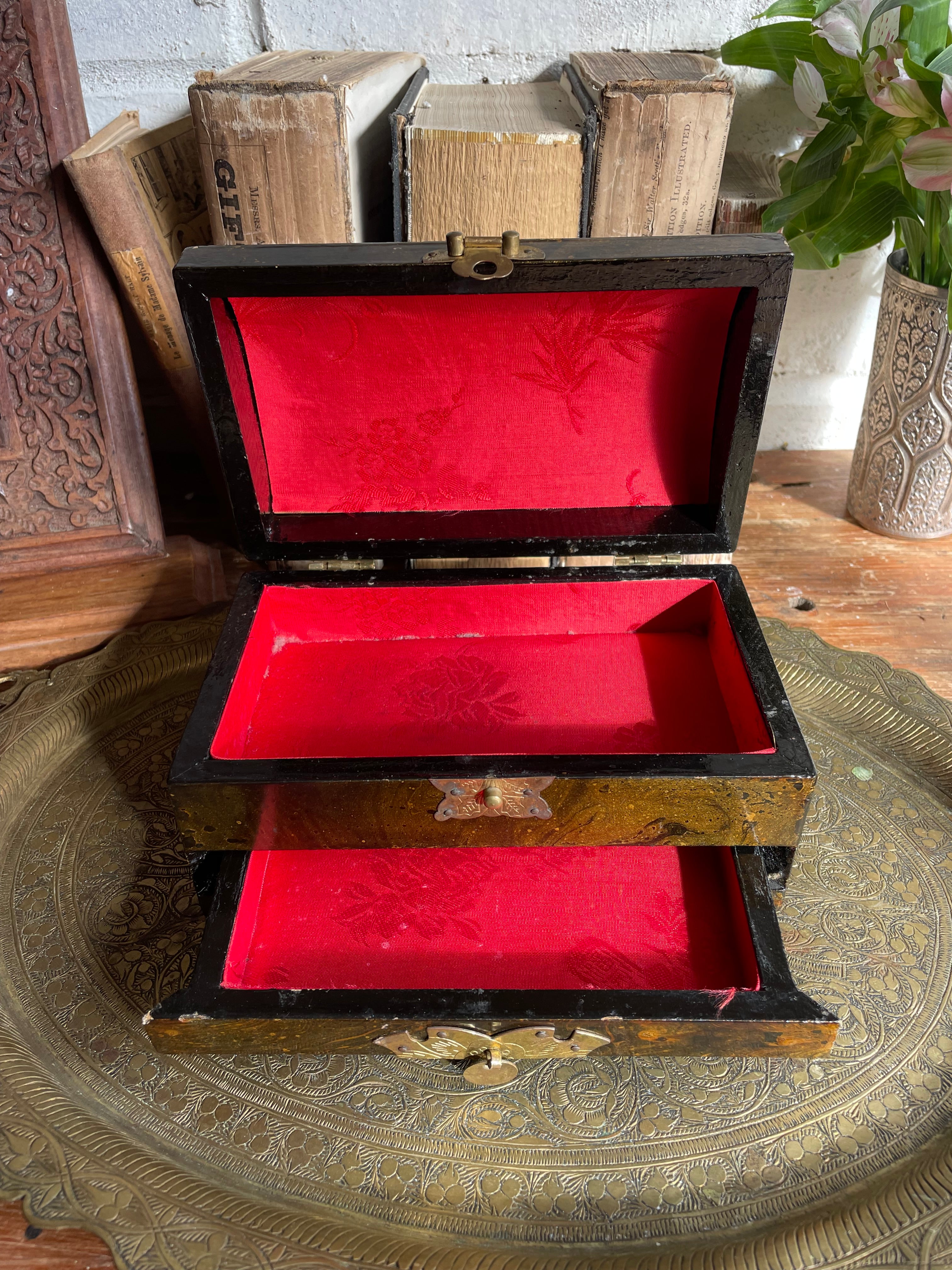 Floral Chinoiserie Jewellery Box with Drawer