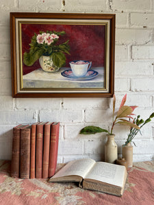 Still Life with Tea Cup:  Oil on Board