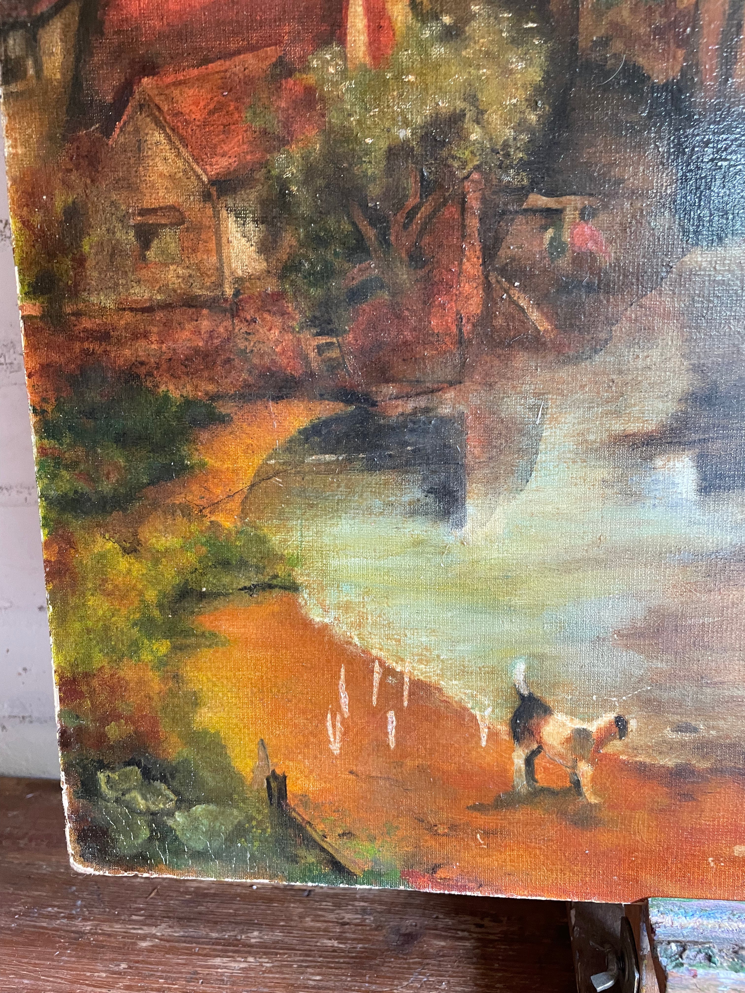 Crossing the River: Large Oil on Board