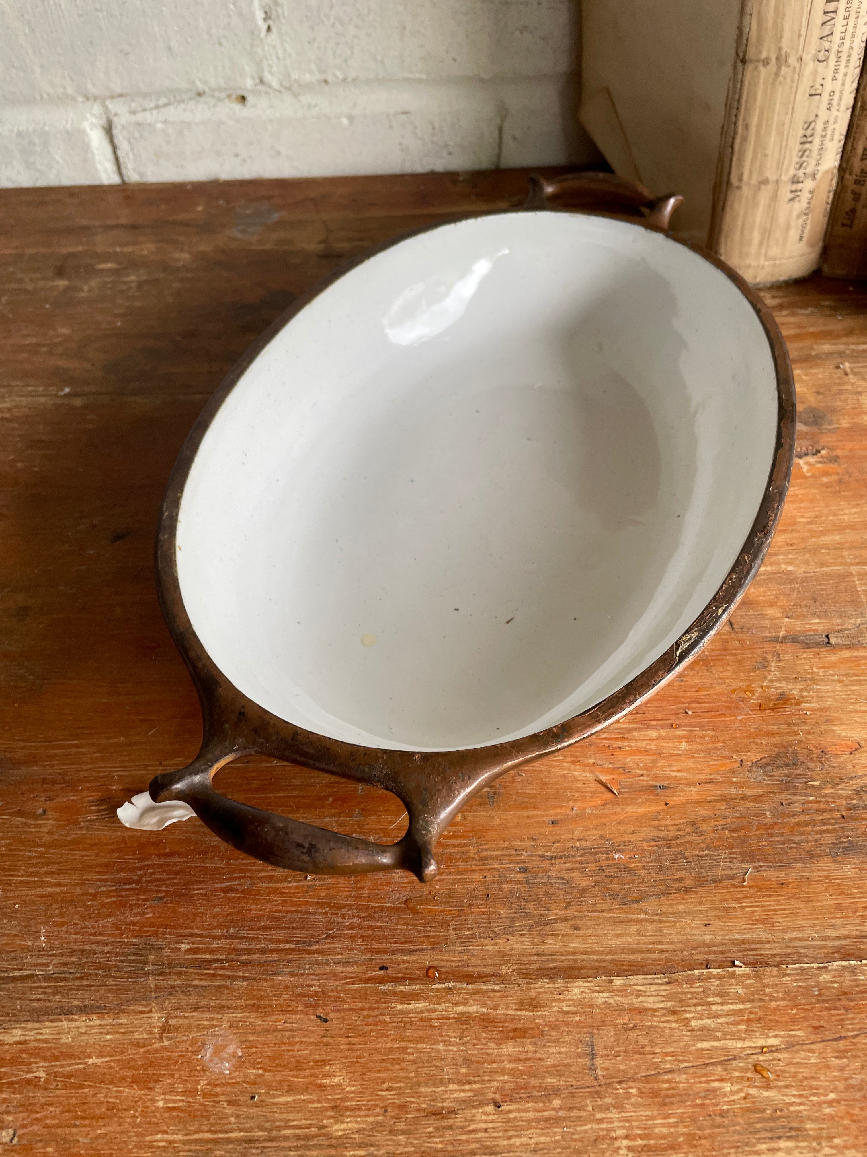 Enamel and Copper Serving Dish