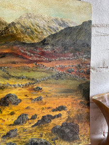 Mountains and Sky: Small Oil Painting on Board