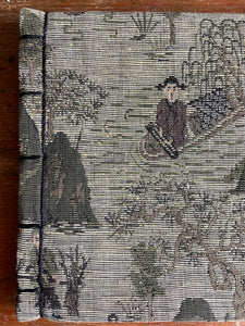 Antique Chinese Block Print Book with Embroidered Fabric Cover