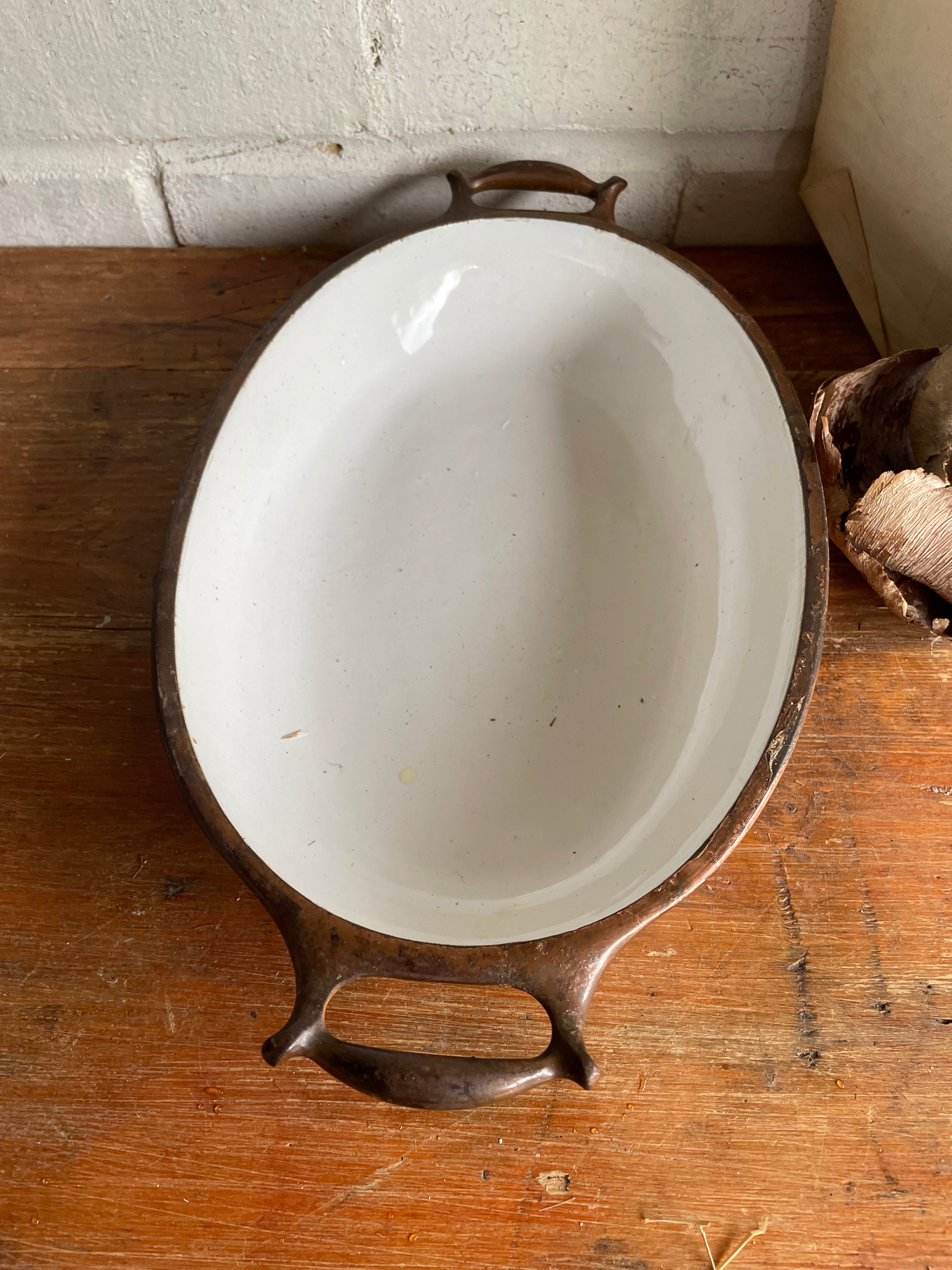 Enamel and Copper Serving Dish