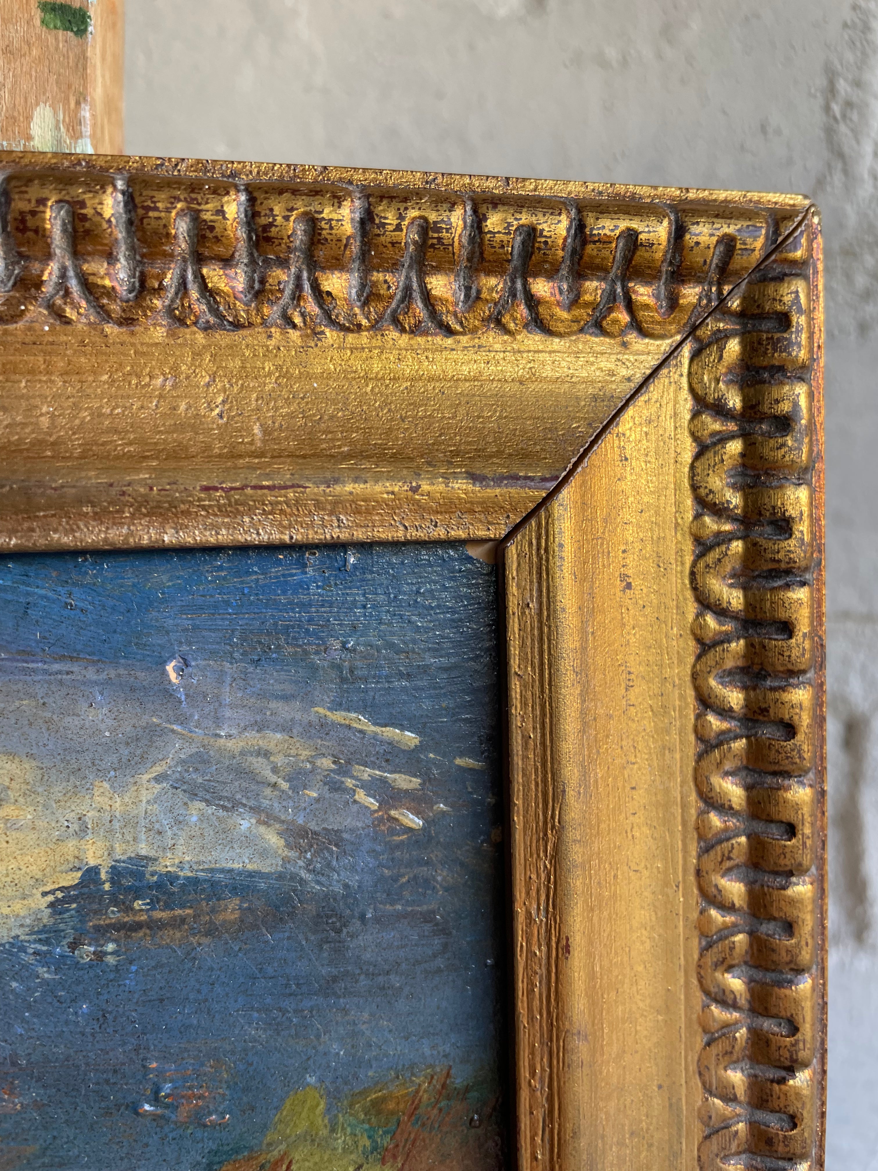 A Street Scene: French Expressionist Oil on Wood