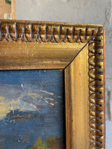 A Street Scene: French Expressionist Oil on Wood