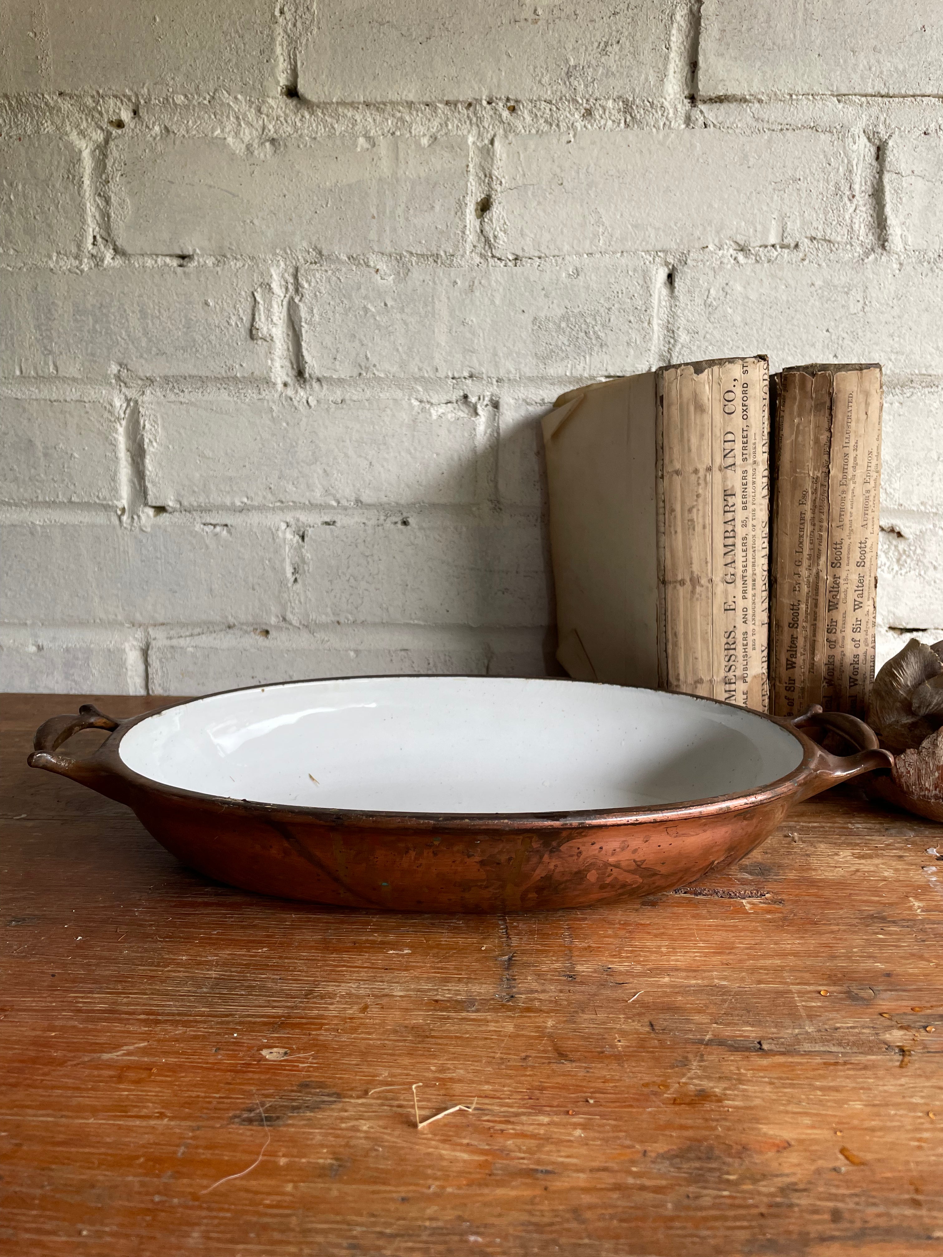 Enamel and Copper Serving Dish