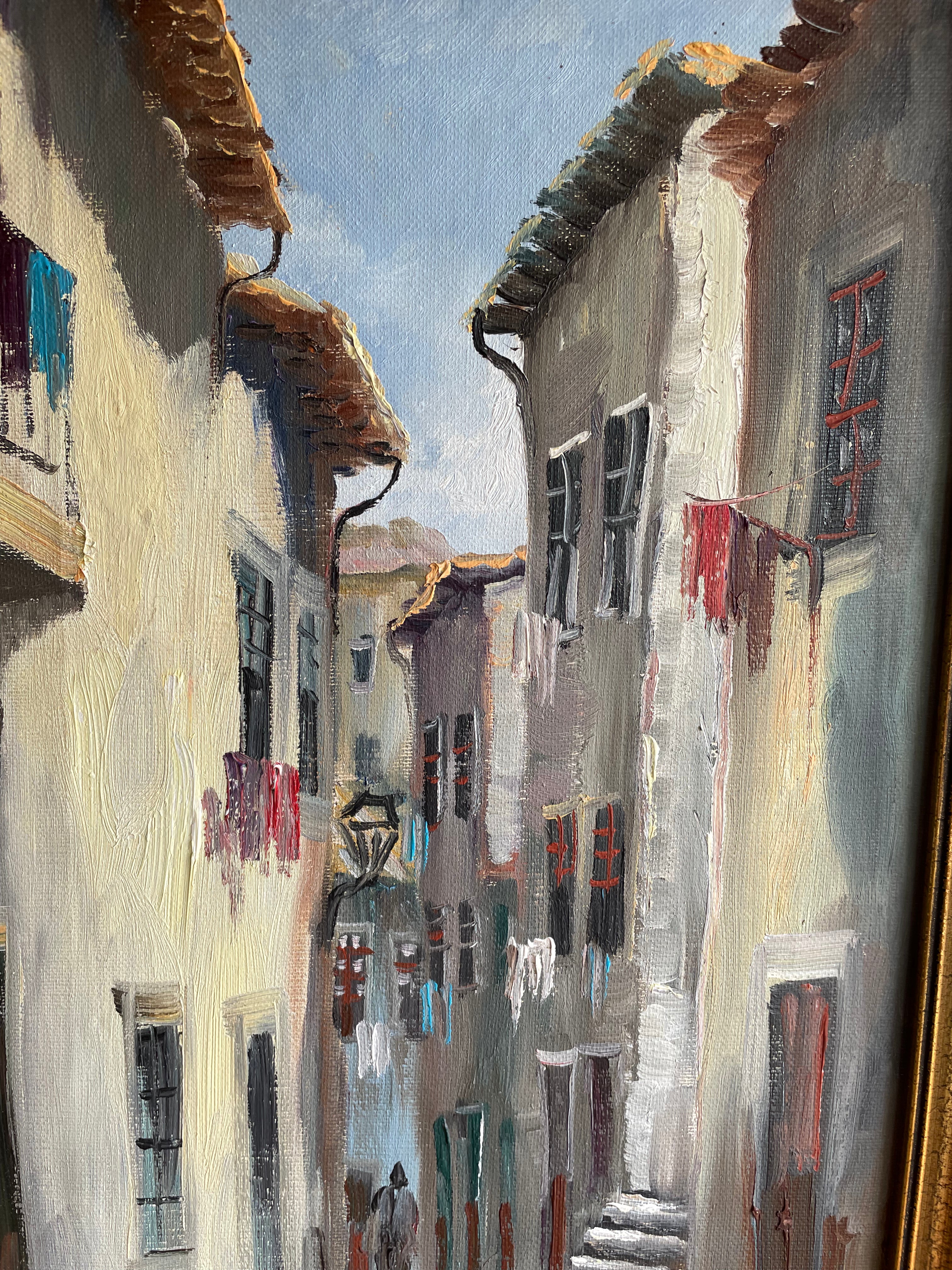 Street Scene: Oil on Canvas