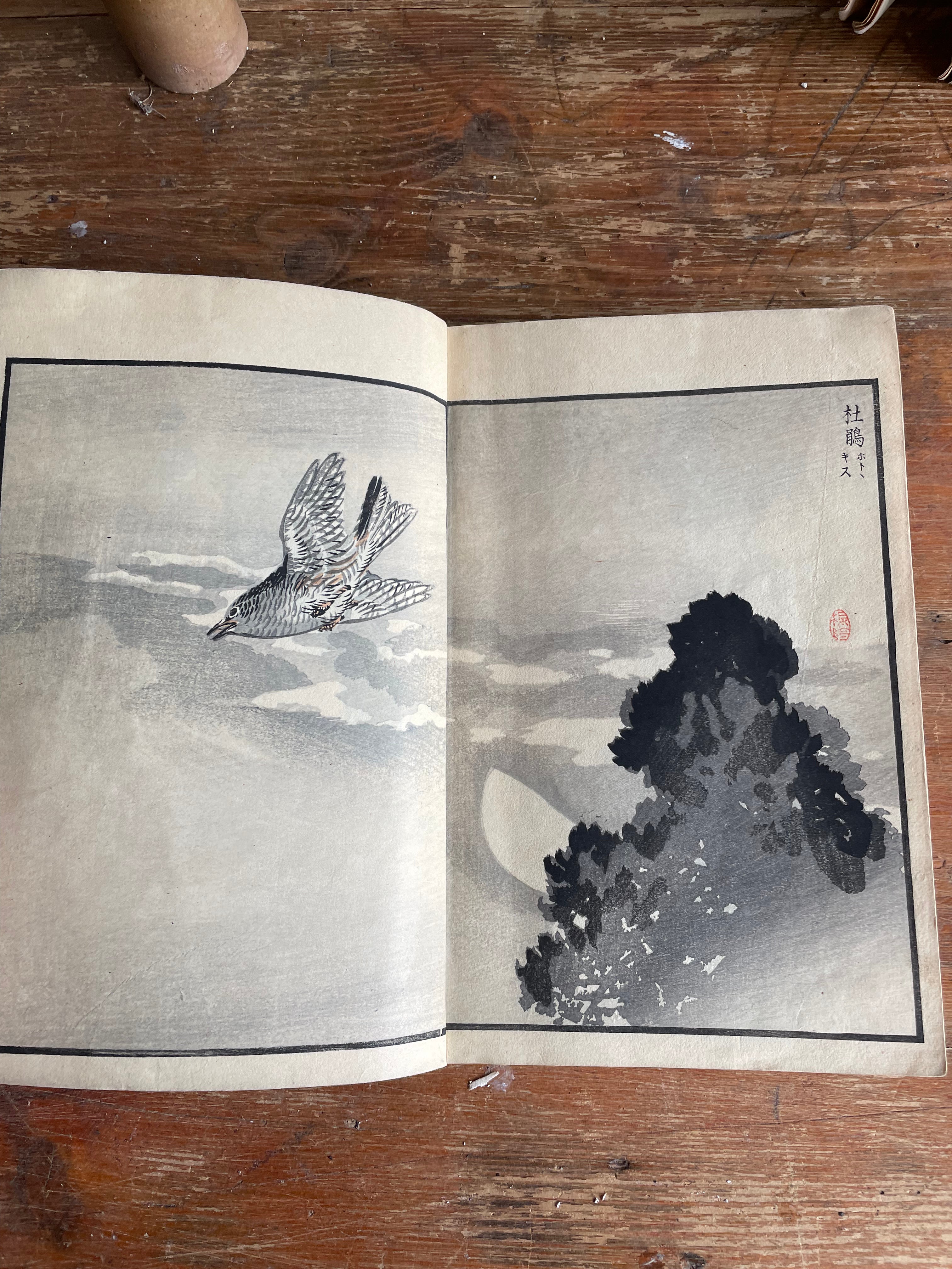 19th Century Japanese Woodblock Print Book: Illustrations of Birds