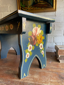 Rustic Colourful Hand- Painted Stool with Drawer