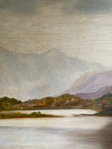 Boat and Lake: Oil on Board
