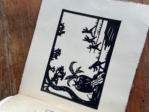Antique Chinese Block Print Book with Embroidered Fabric Cover