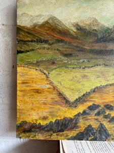 Mountains and Sky: Small Oil Painting on Board