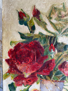 Antique Floral Oil on Canvas