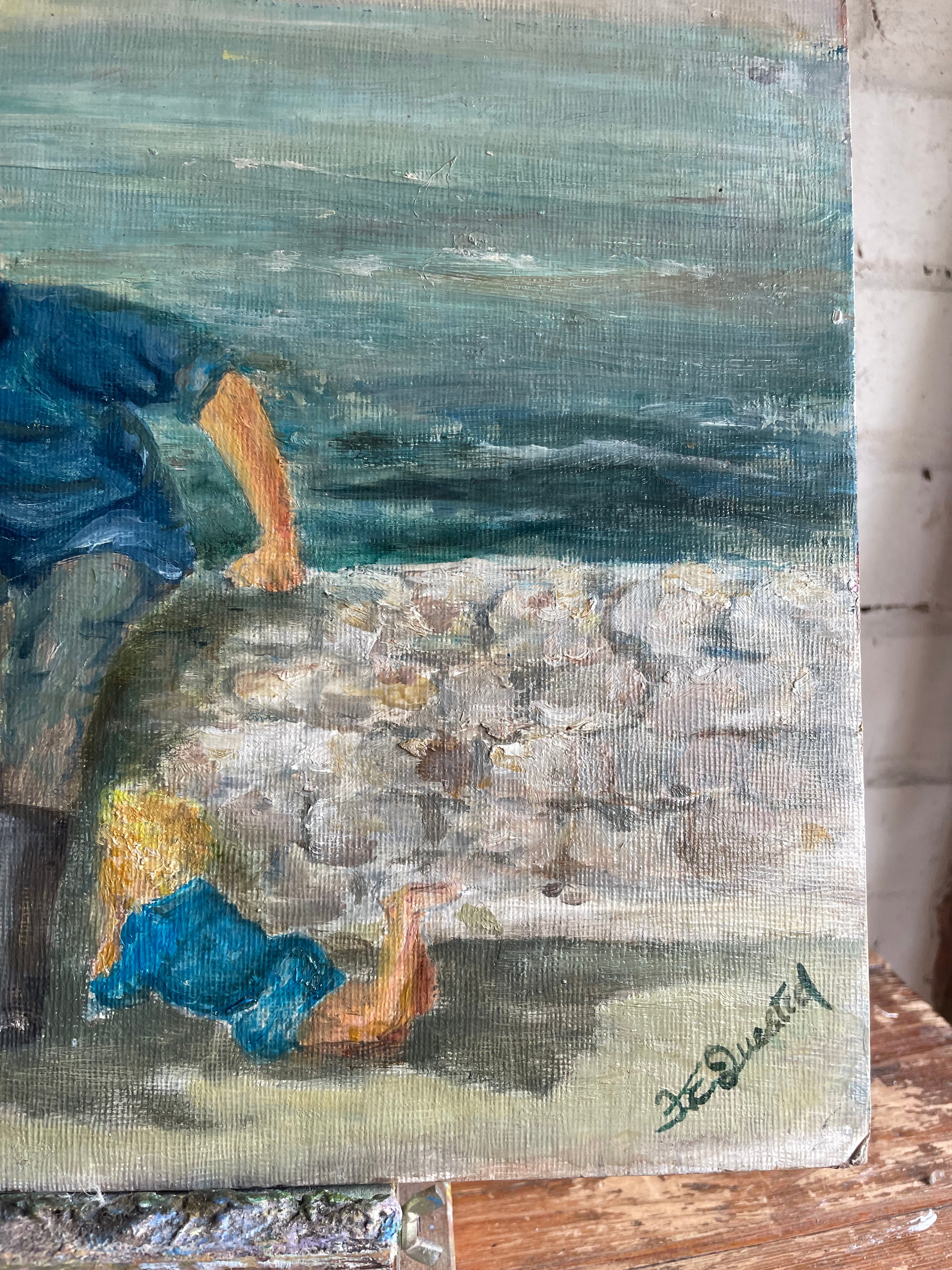 The Fisherman: Vintage Oil on Board