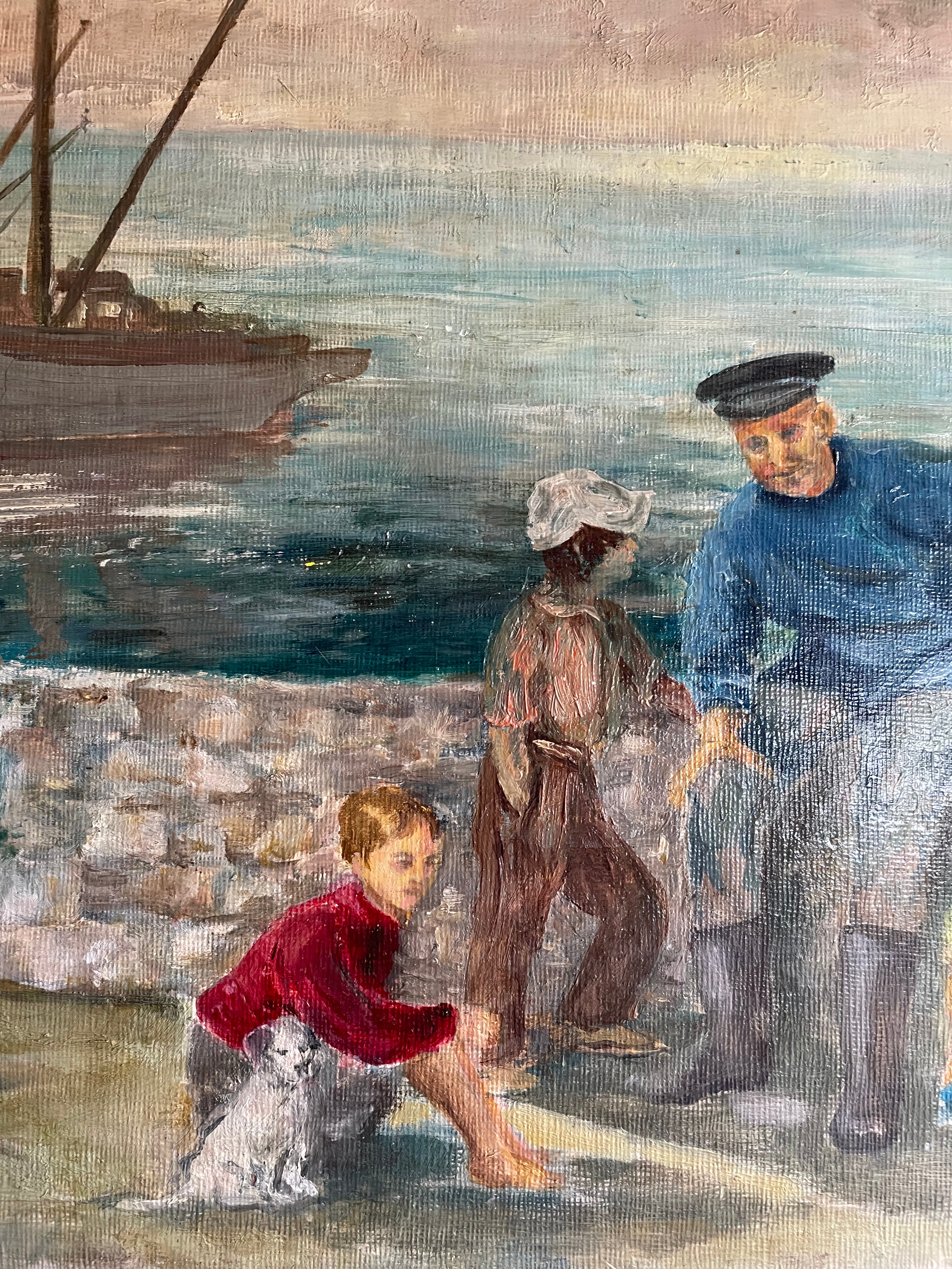 The Fisherman: Vintage Oil on Board