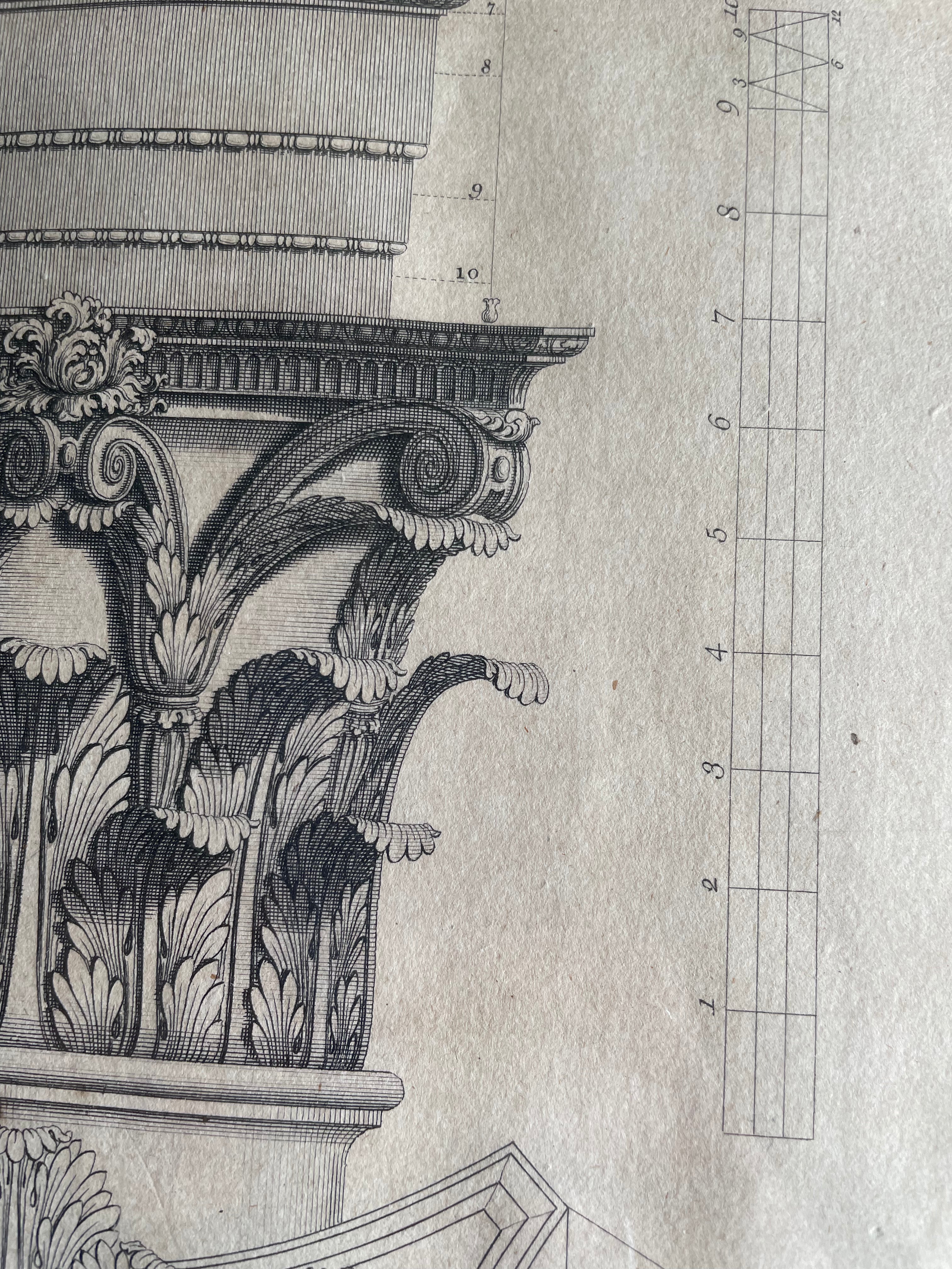 Antique Engraving of Architectural & Ornamental Detail