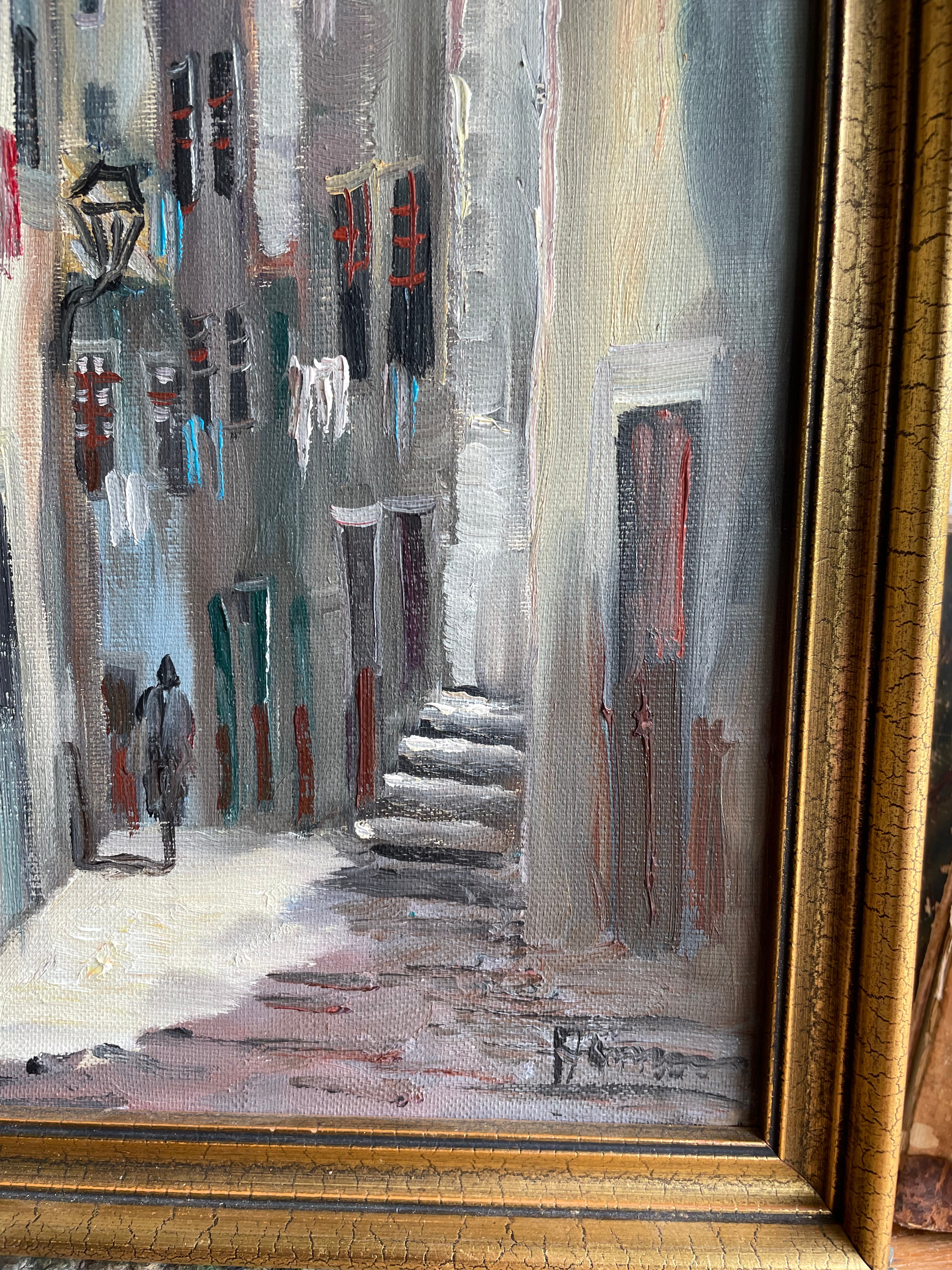 Street Scene: Oil on Canvas
