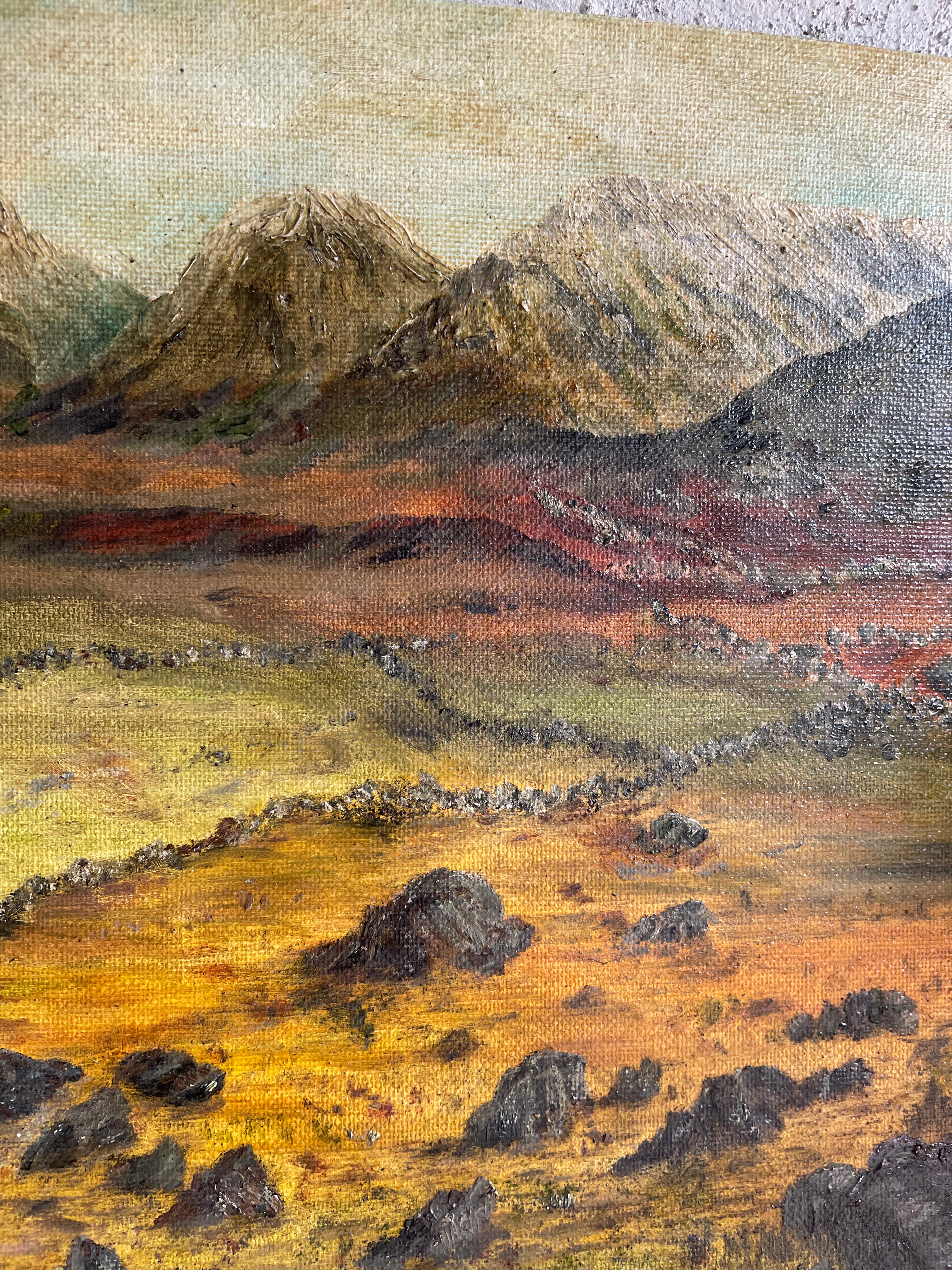 Mountains and Sky: Small Oil Painting on Board