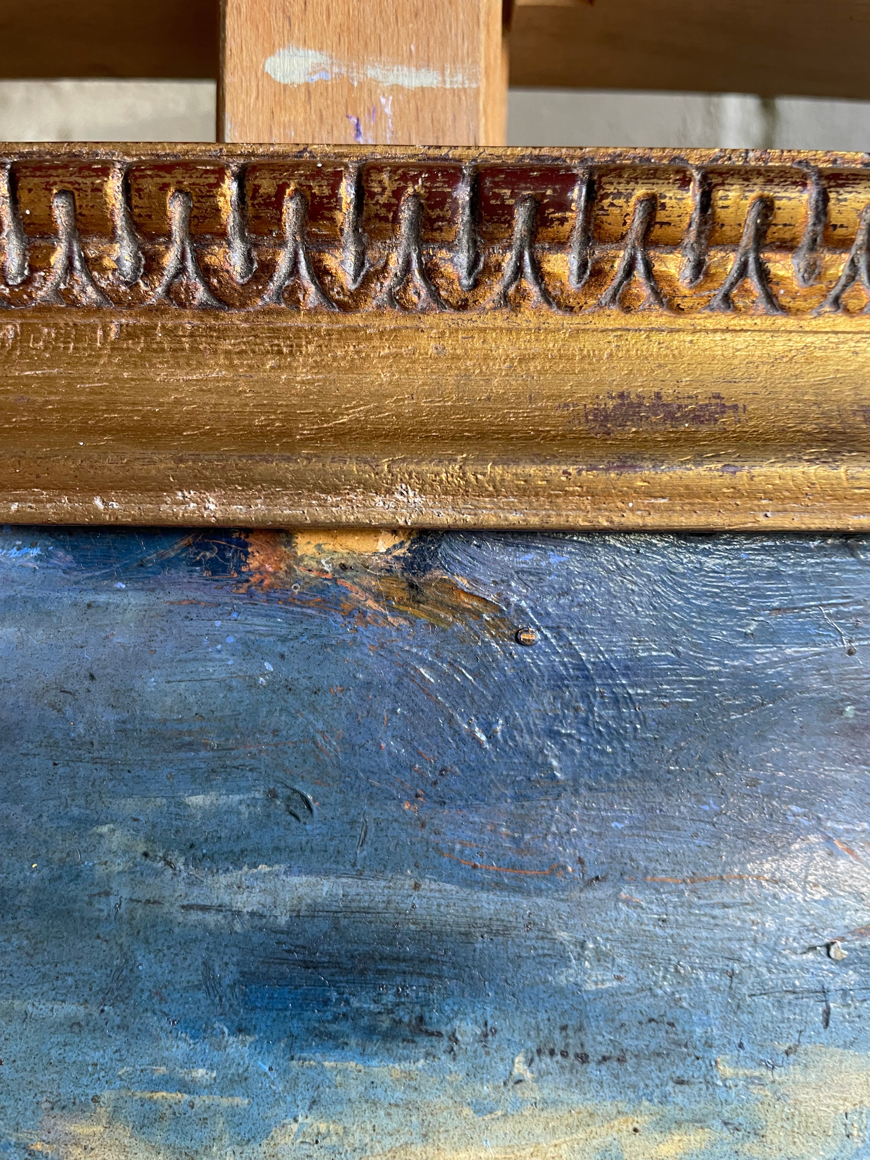 A Street Scene: French Expressionist Oil on Wood