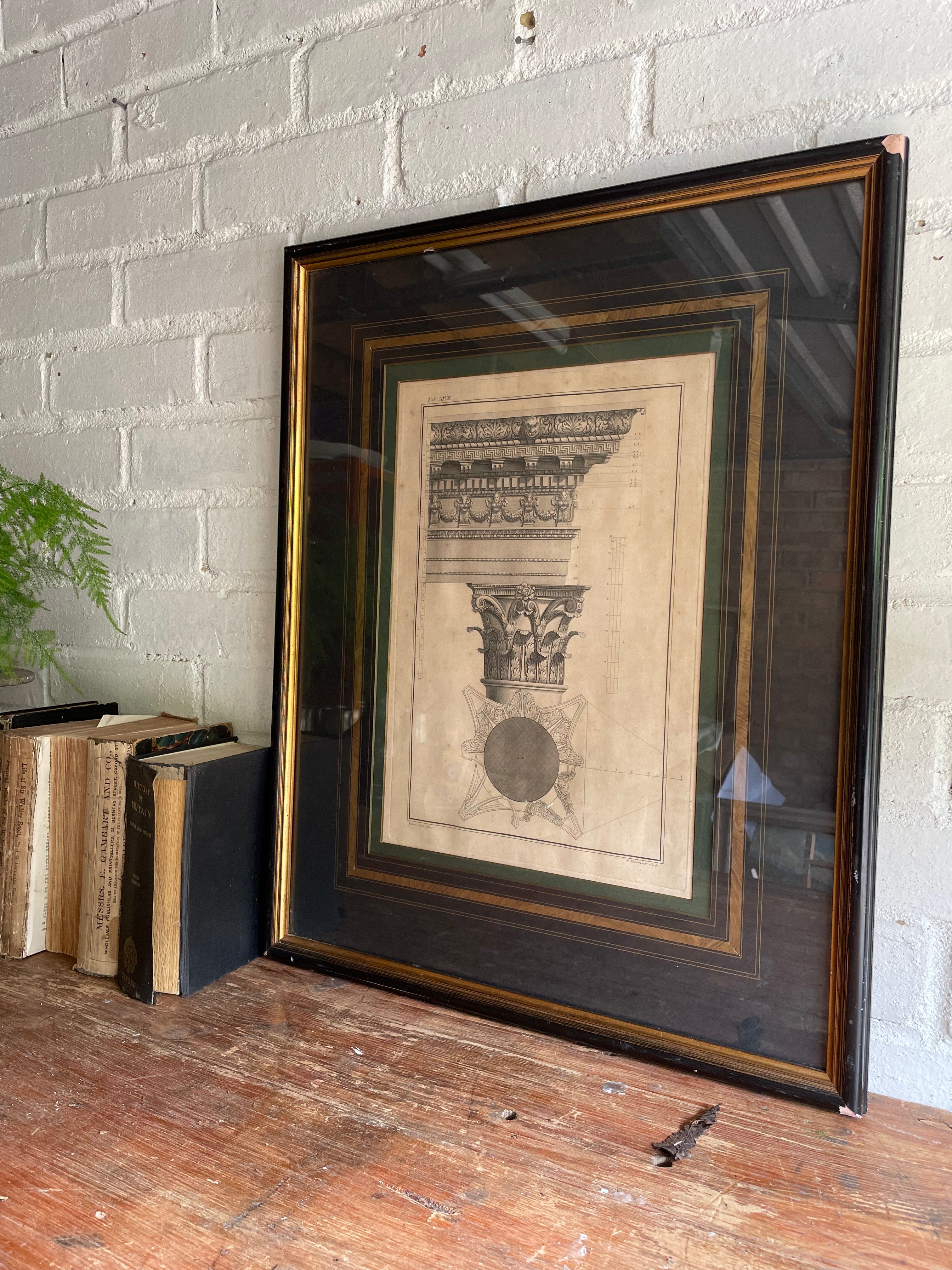 Antique Engraving of Architectural & Ornamental Detail